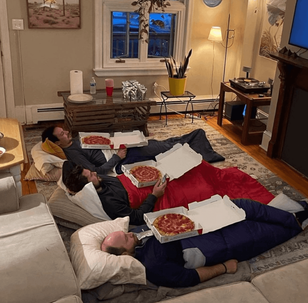 Me and the boys eating pizza