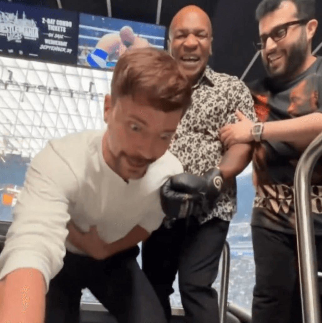 Mr. Beast getting punched by Mike Tyson
