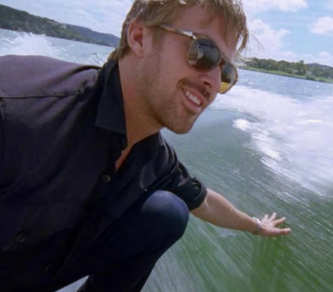 Ryan Gosling on a boat