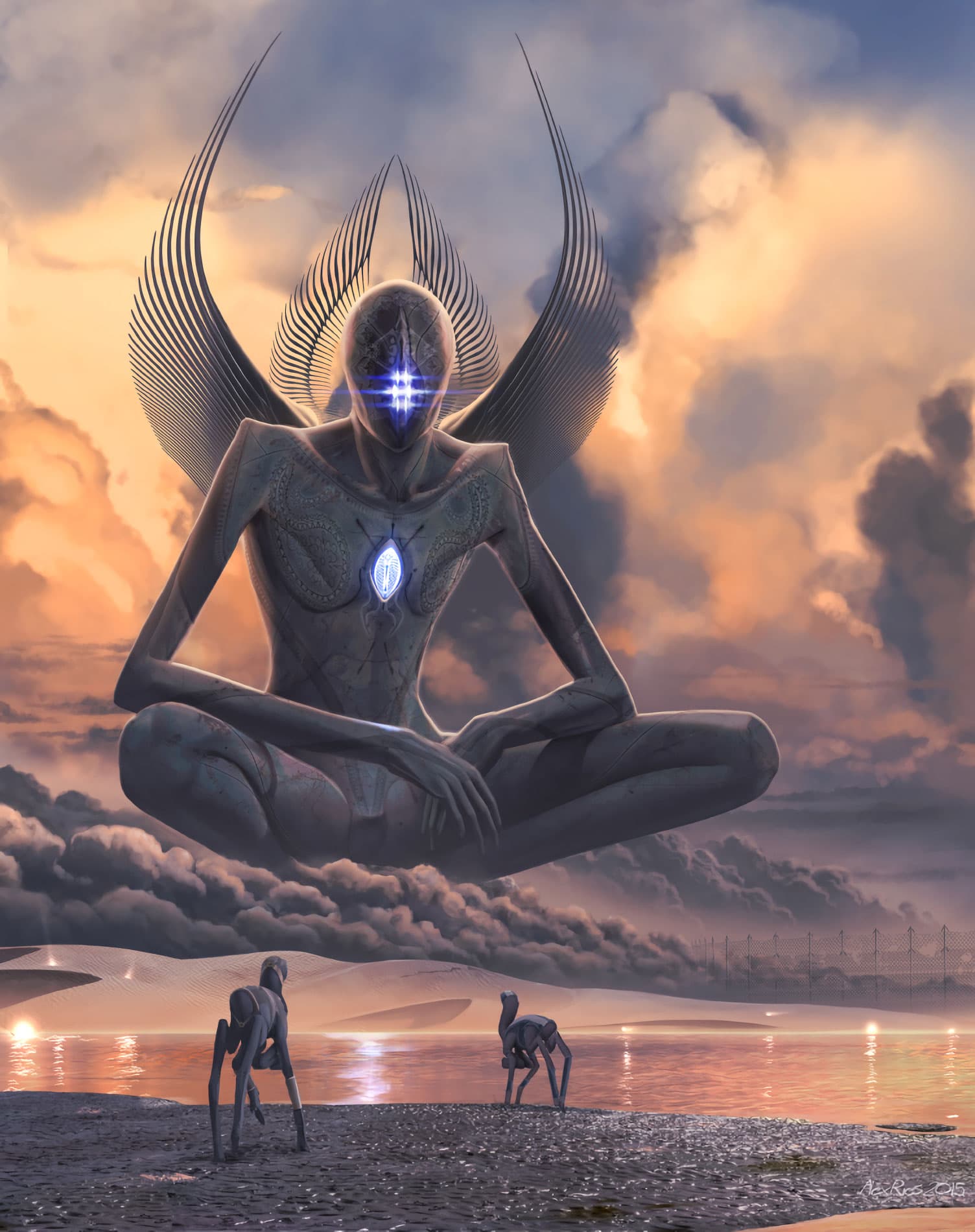 Giant alien god meditating