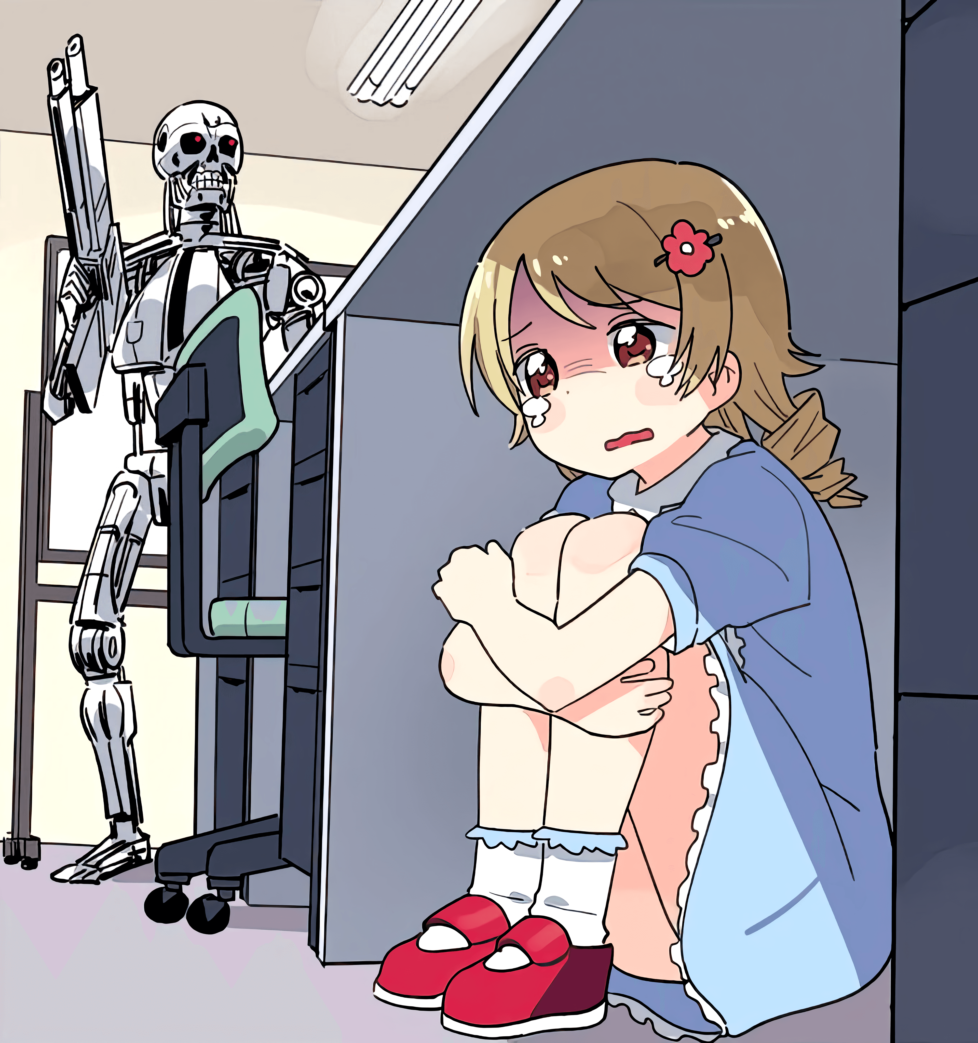 Anime girl hiding from a terminator empty template the idolm@ster