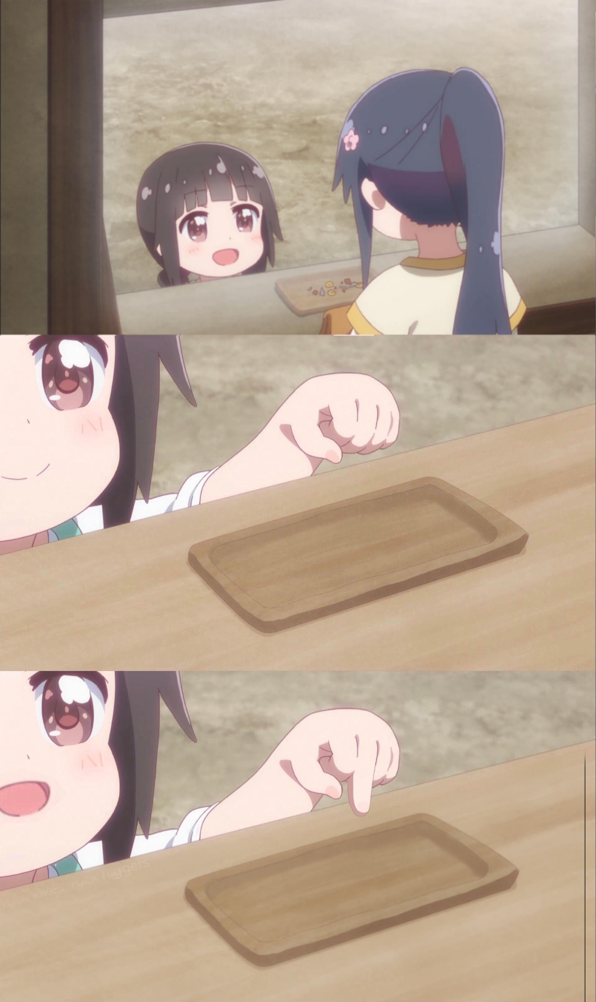 Anime girl empty tray