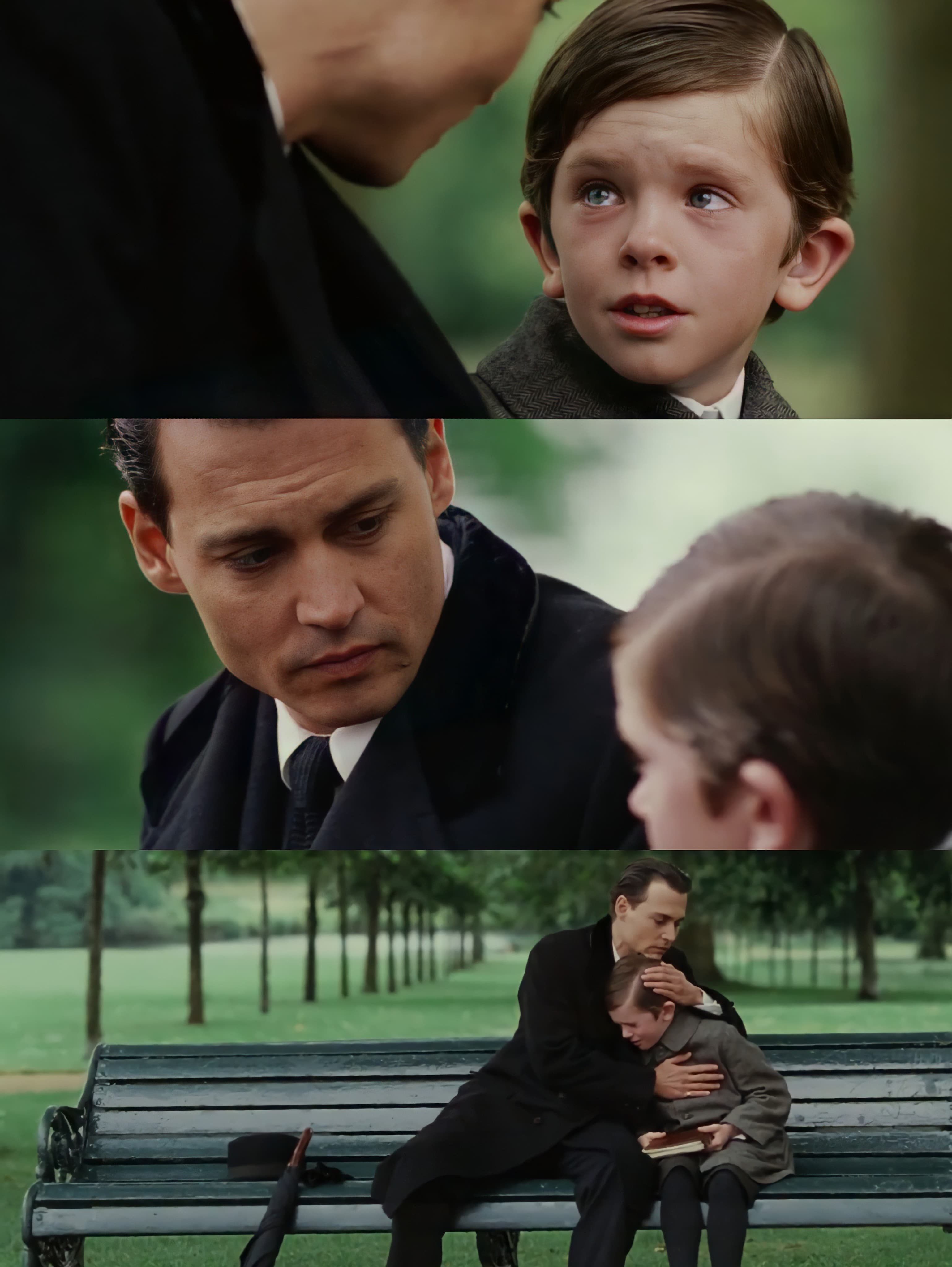 Finding Neverland bench crying