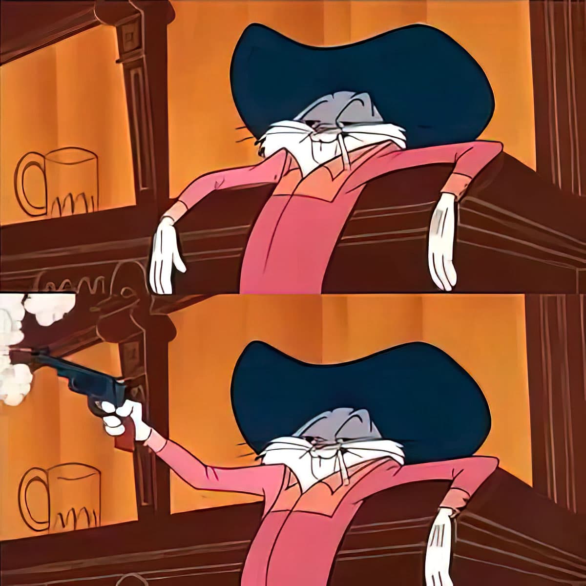 Bugs Bunny shooting gun