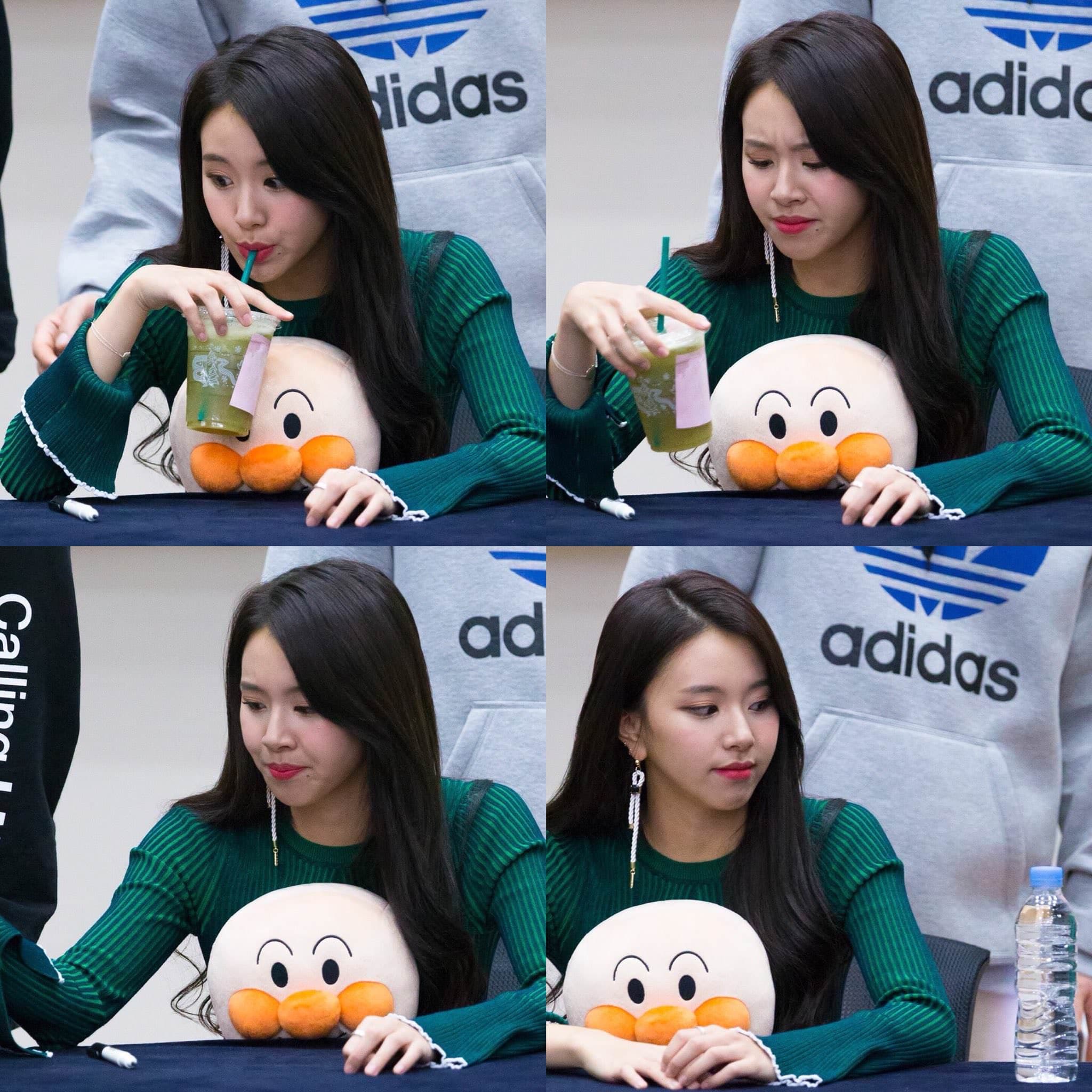 Chaeyoung drinking plushie