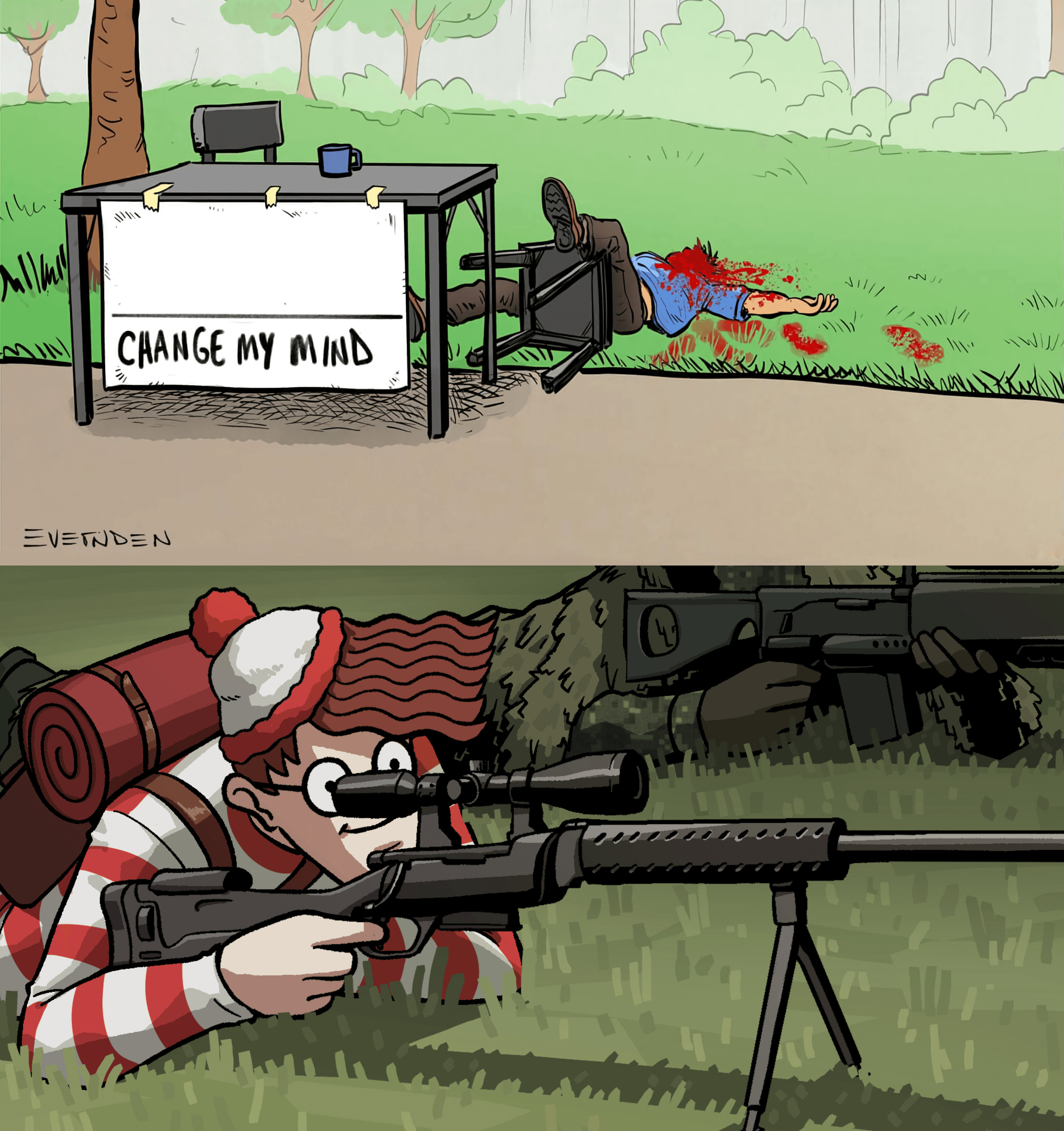 Change my mind waldo sniping change my mind guy at a park empty template where's waldo?
