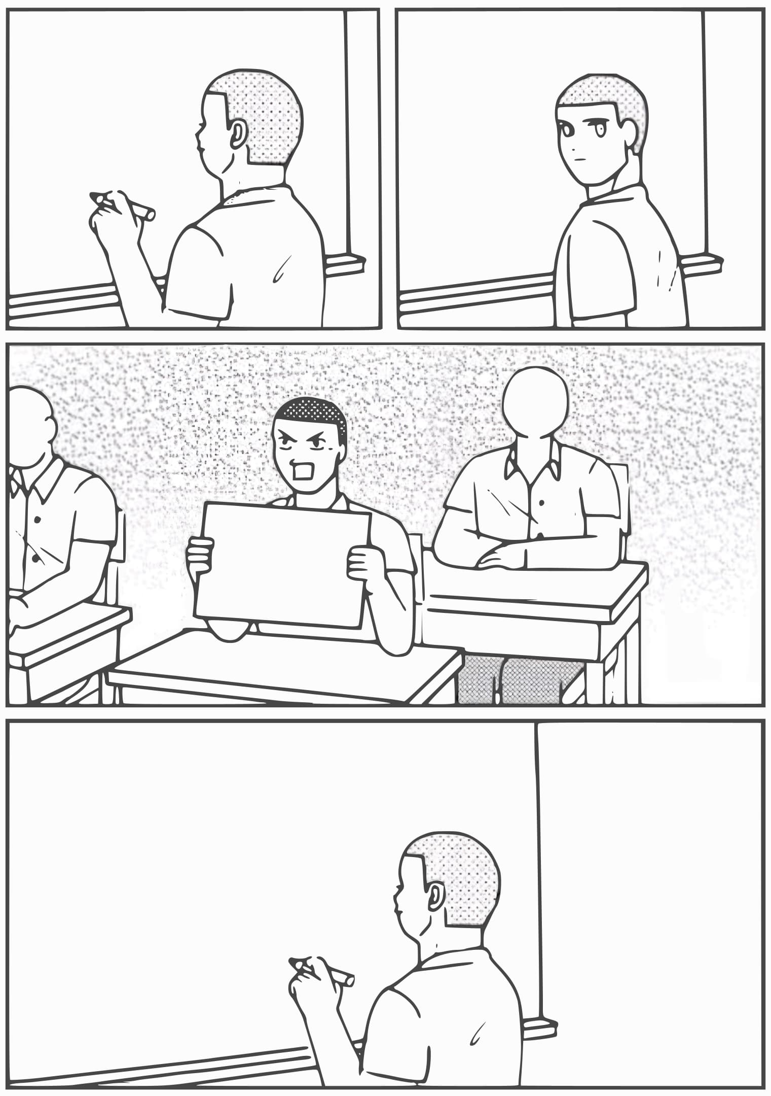 Student holding sign classroom