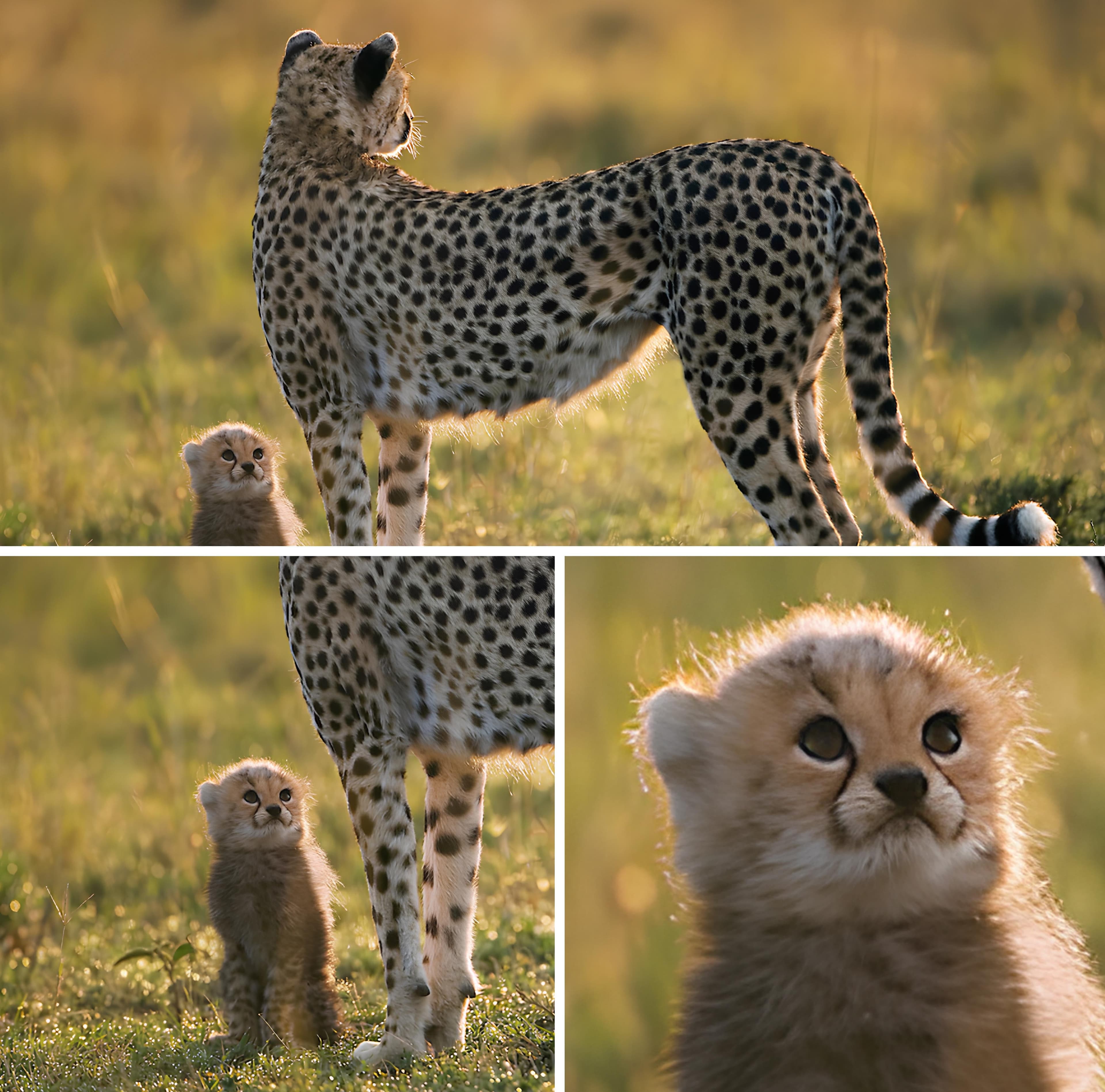 Cheetah cub looking up