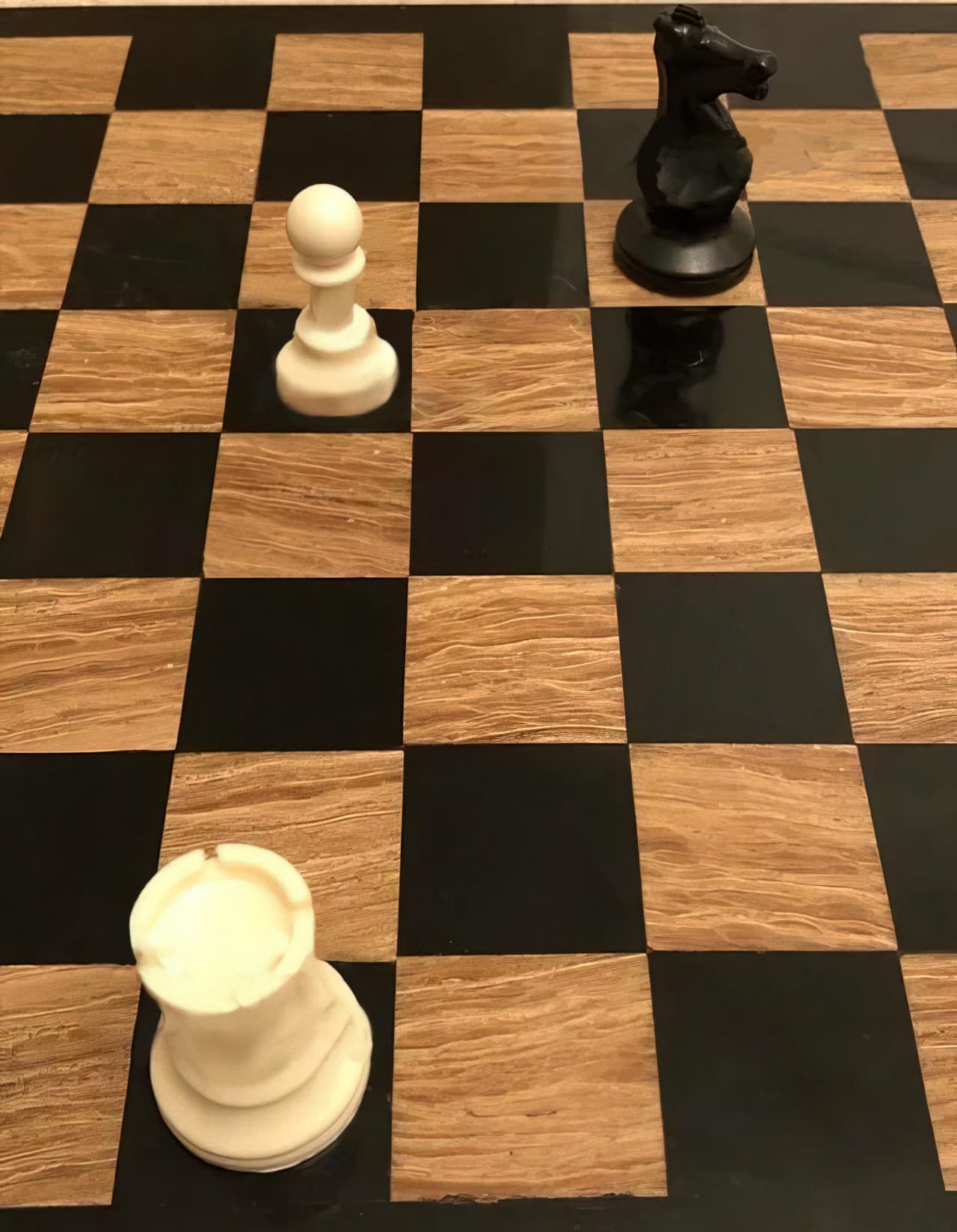 Knight takes pawn rook takes knight