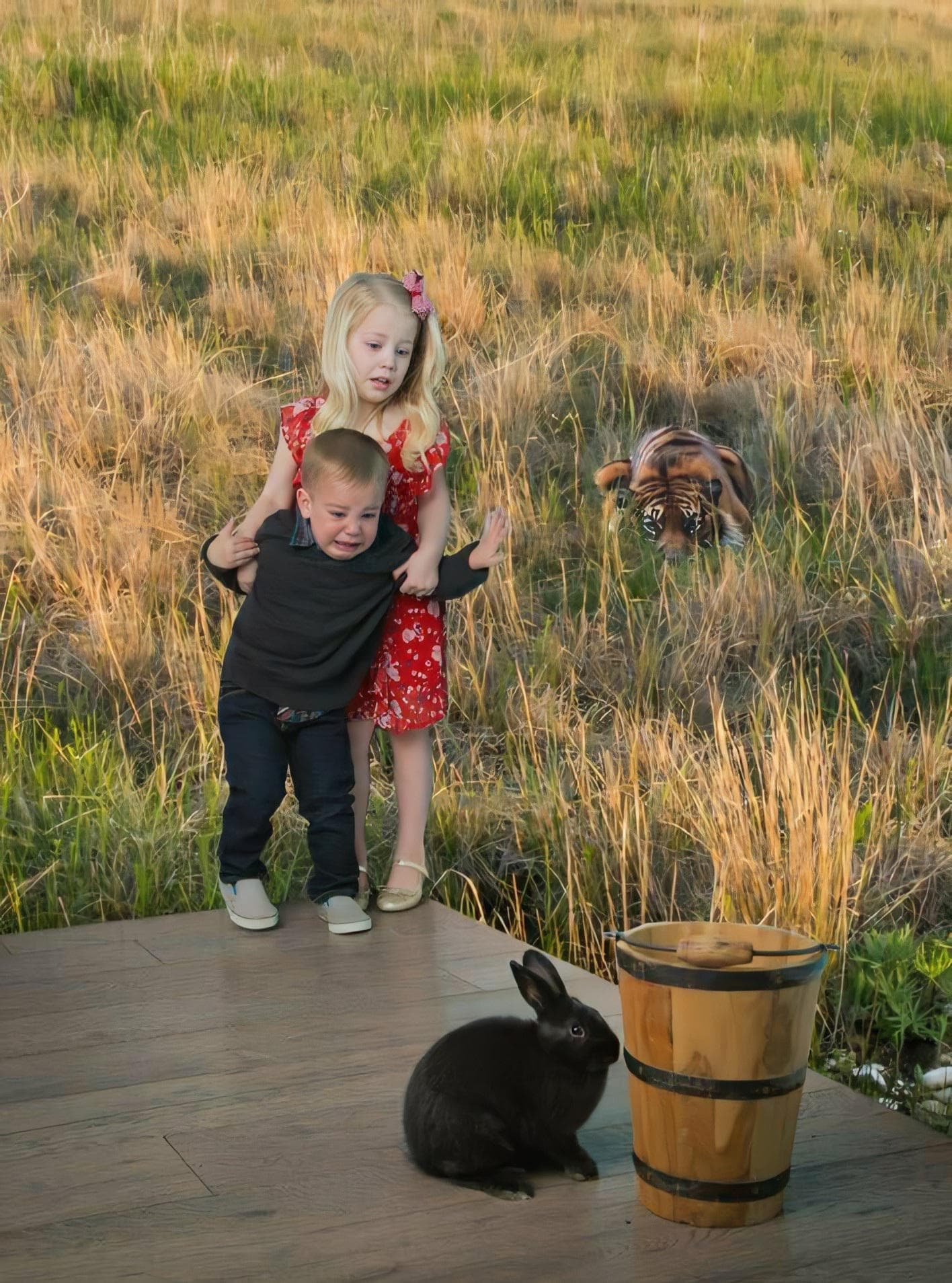 Kids scared of rabbit tiger