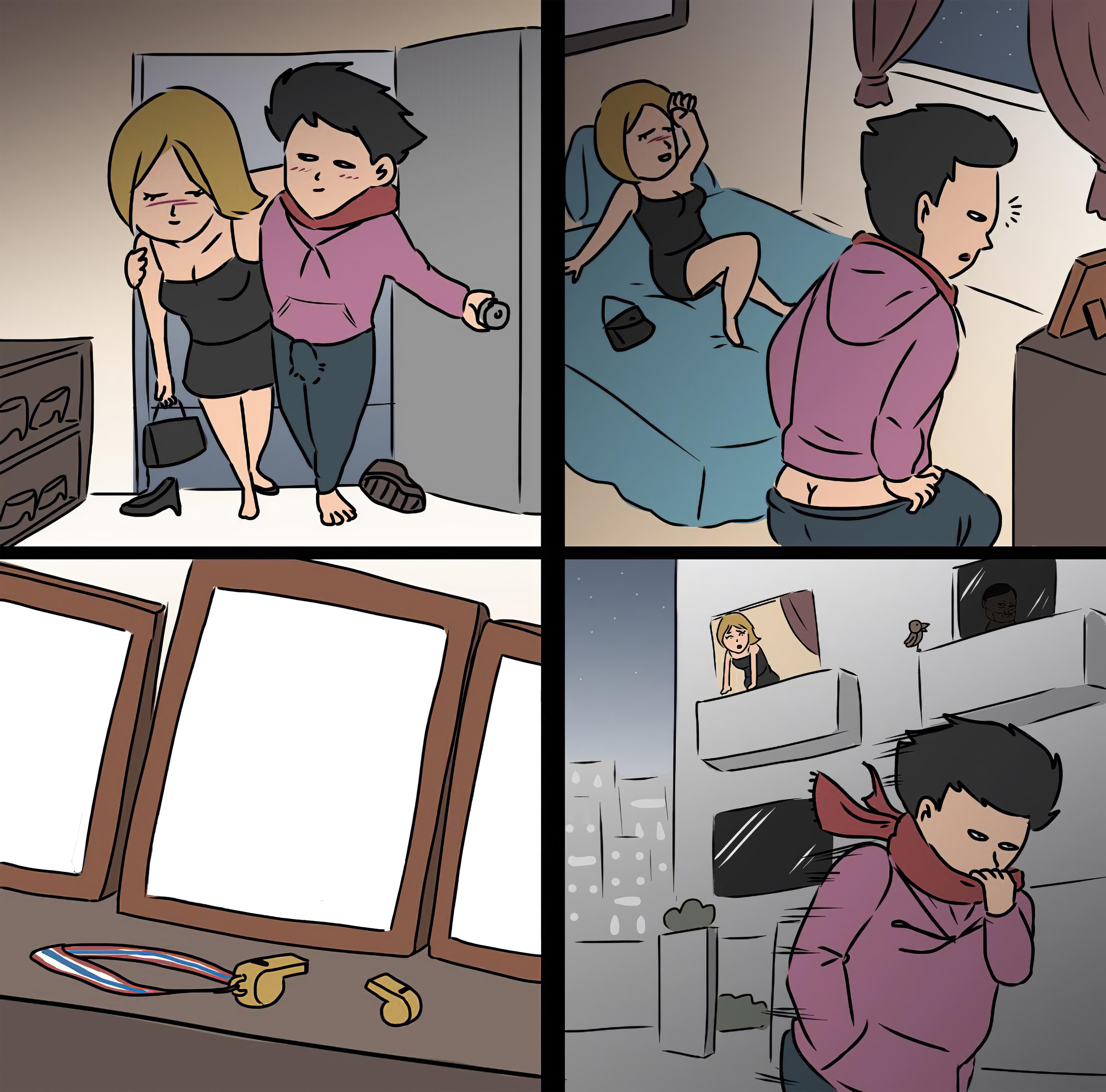 Drunk girl sneaking out window