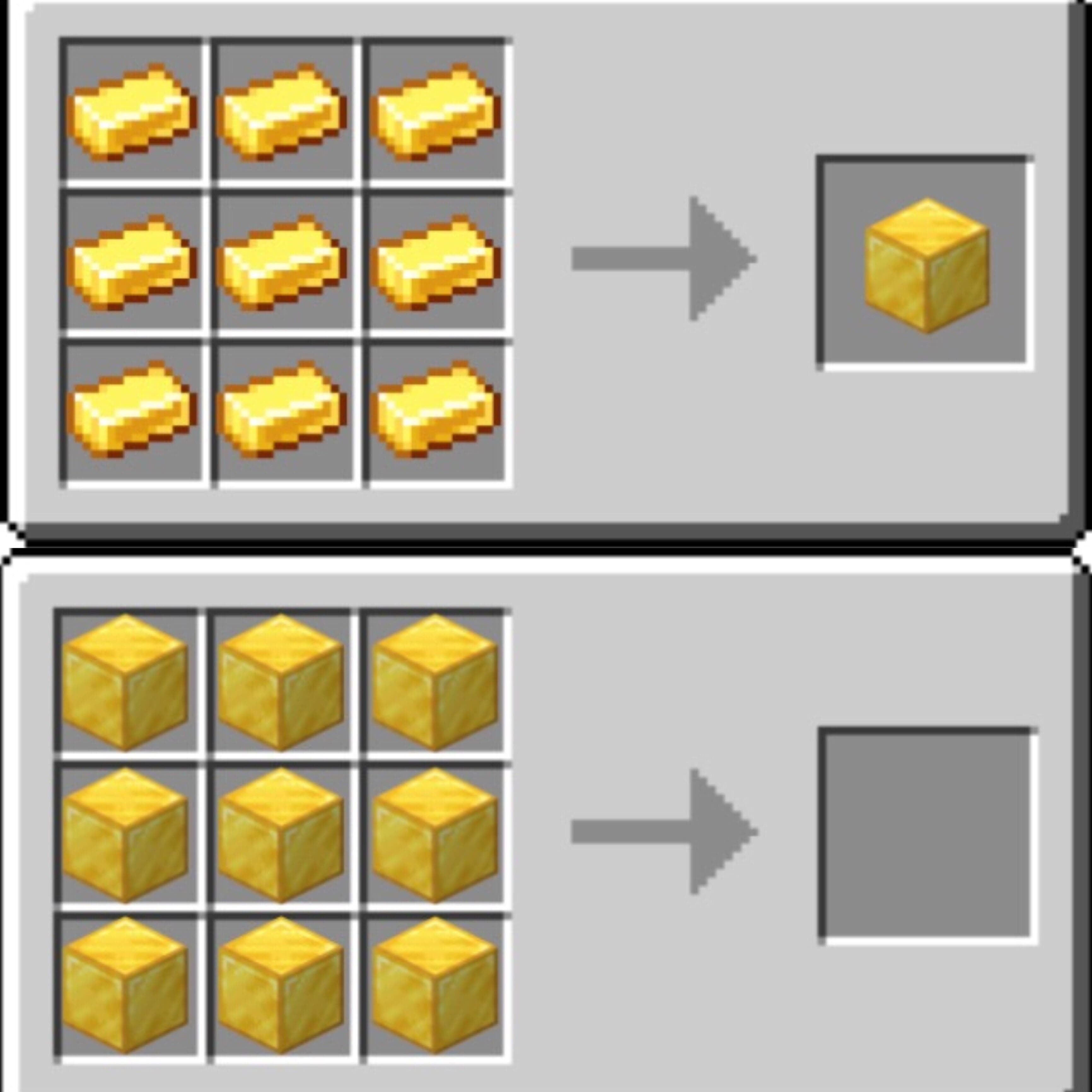 Minecraft gold block crafting