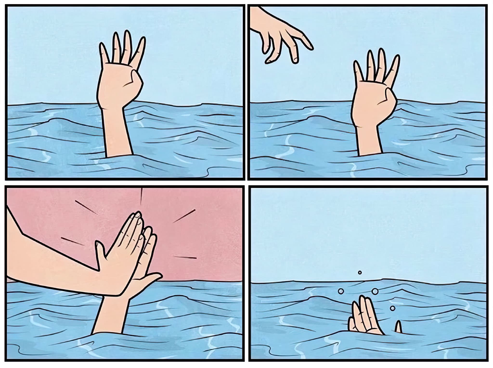 Drowning high five