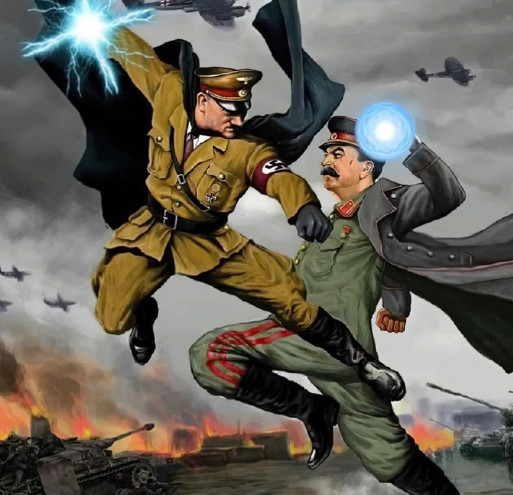 Hitler vs Stalin fighting