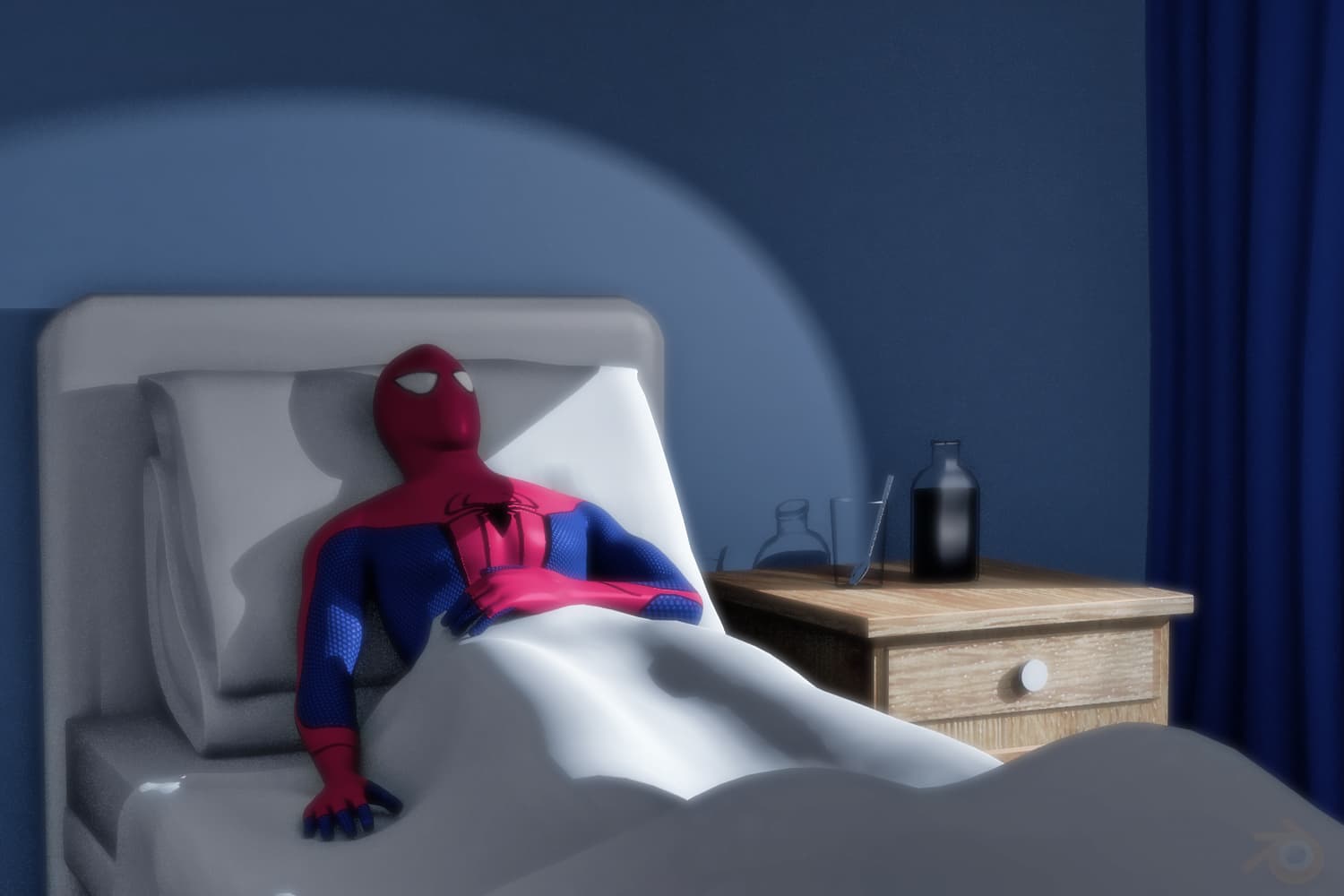 Spider-Man sick in bed