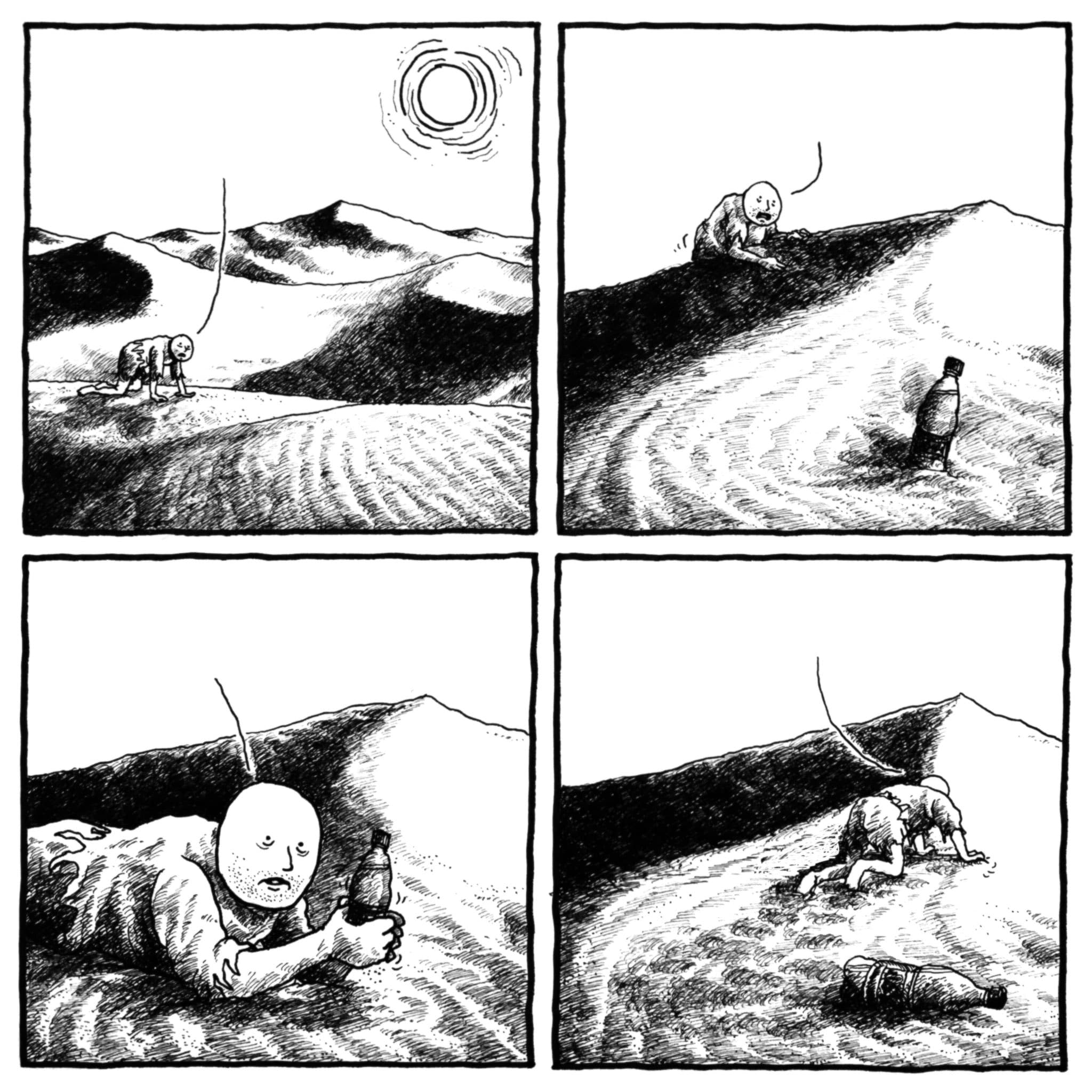 Man crawling to bottle