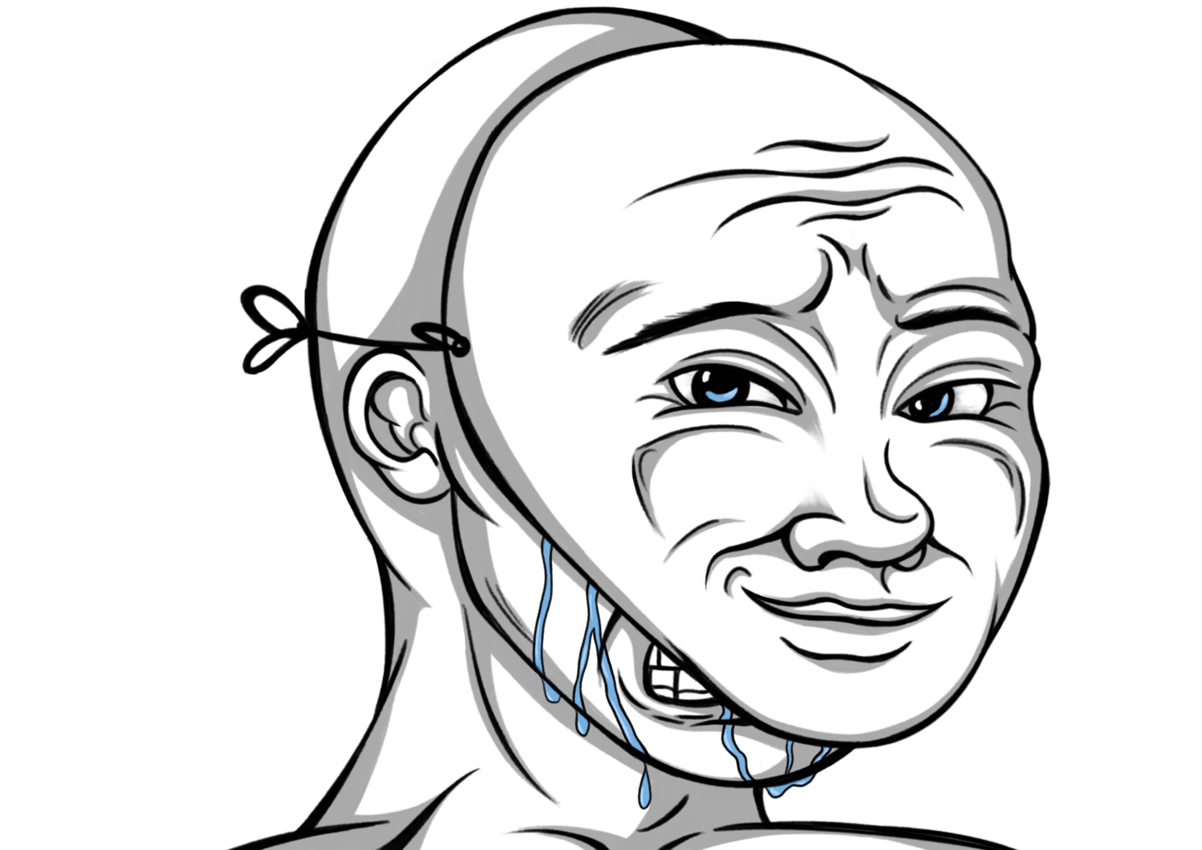Wojak crying behind mask