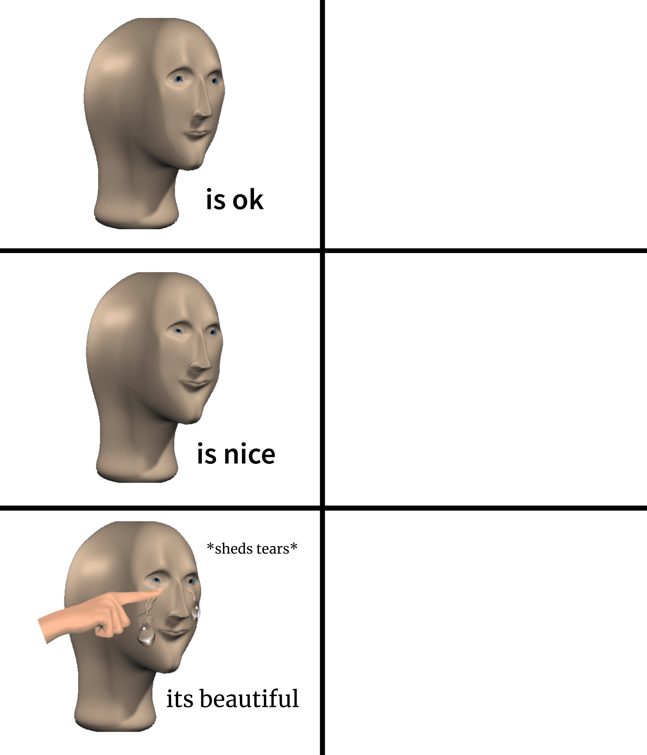 Meme man sheds tears beautiful