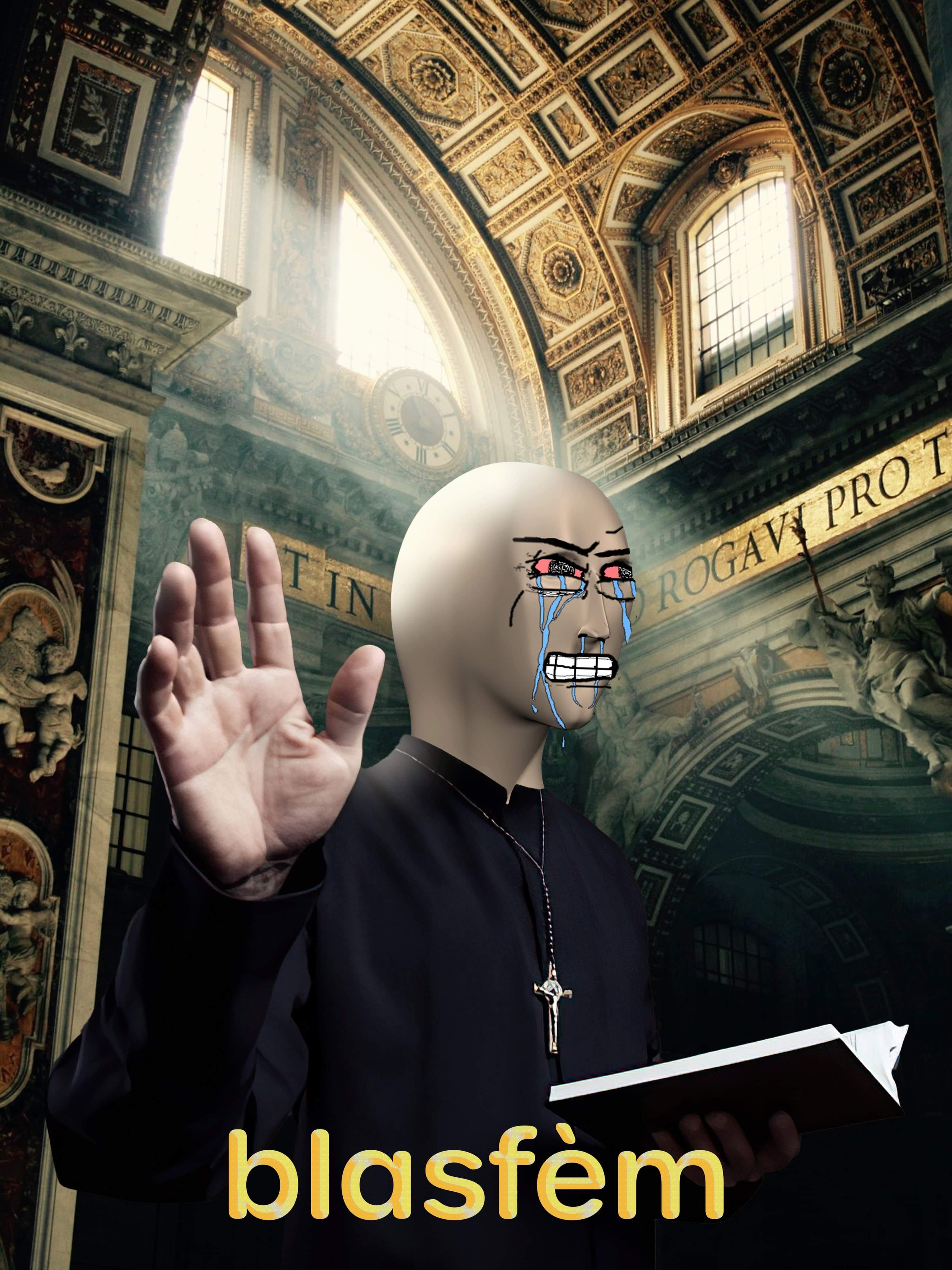 Meme man crying church