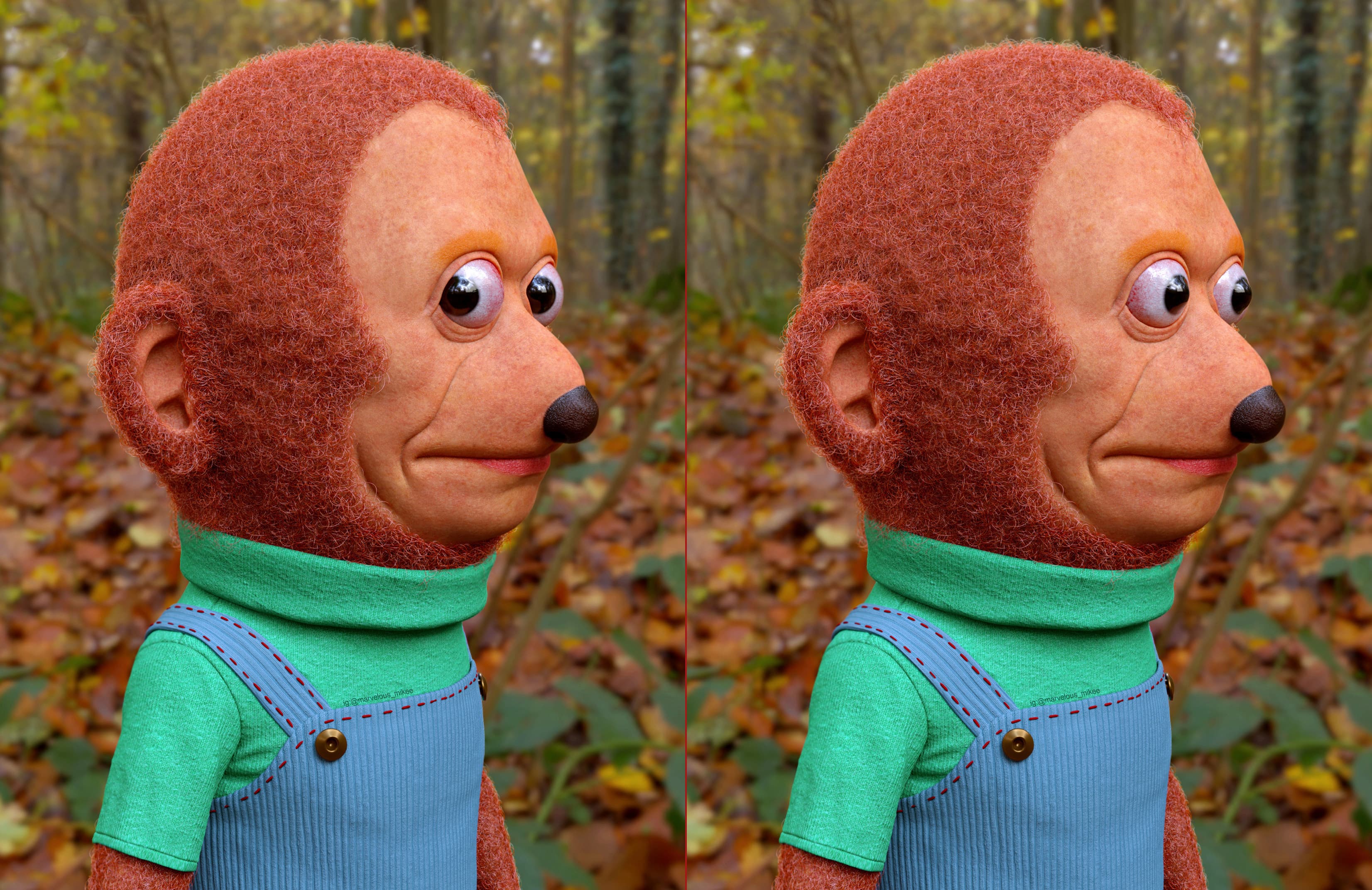 Monkey puppet look singe regarde yeux