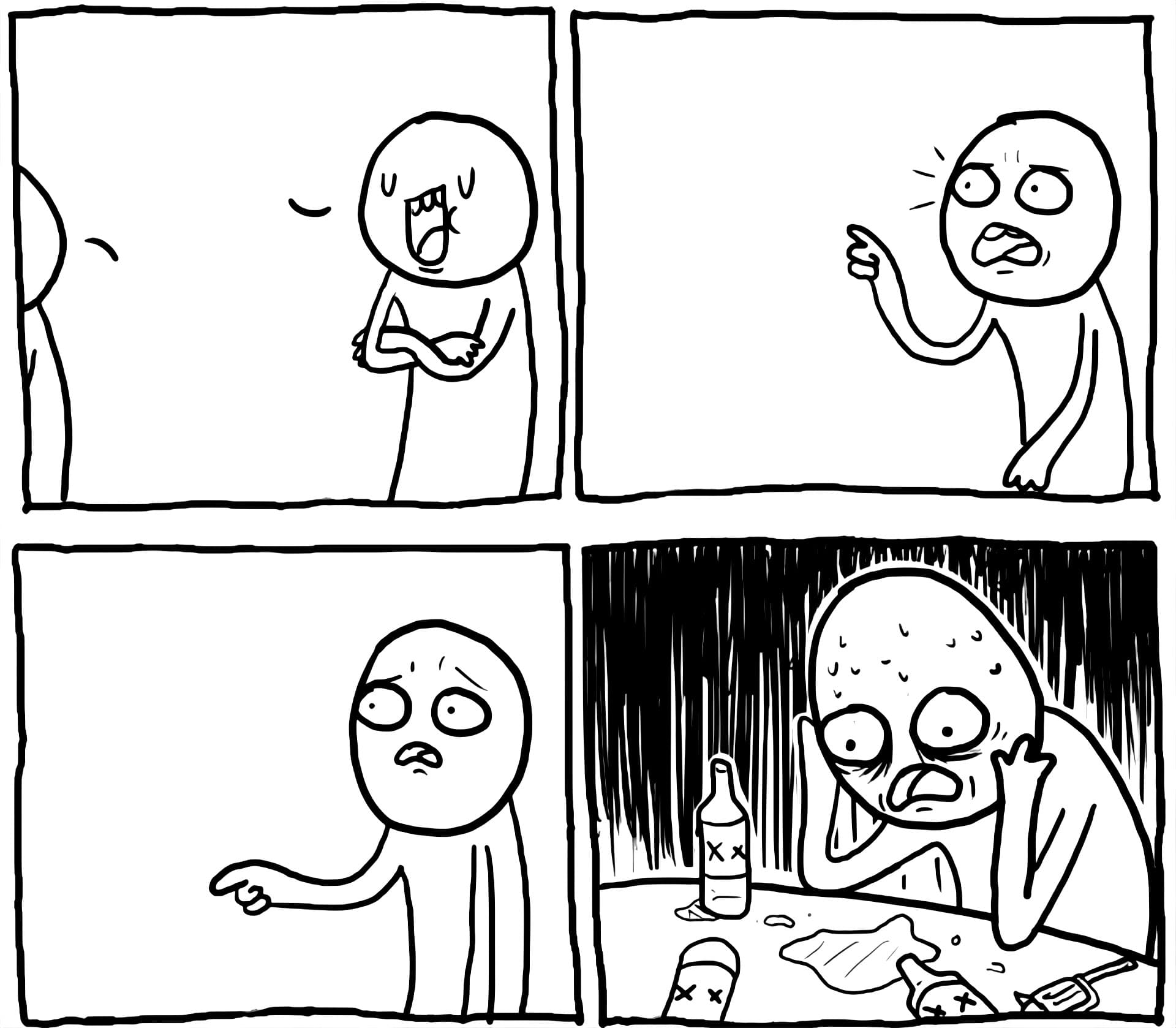 Overconfident alcoholic drinking alone