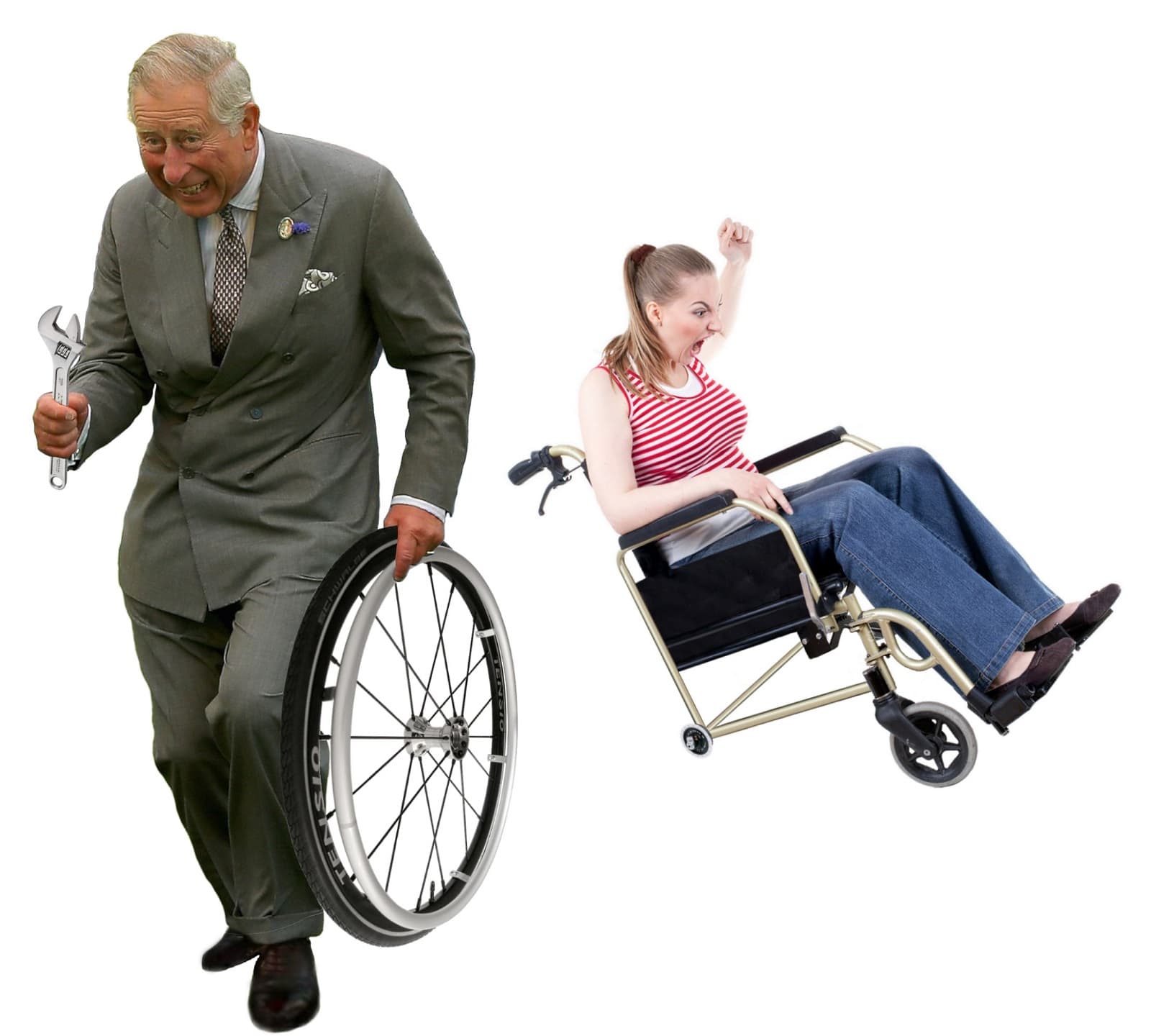 Prince Charles stealing wheelchair