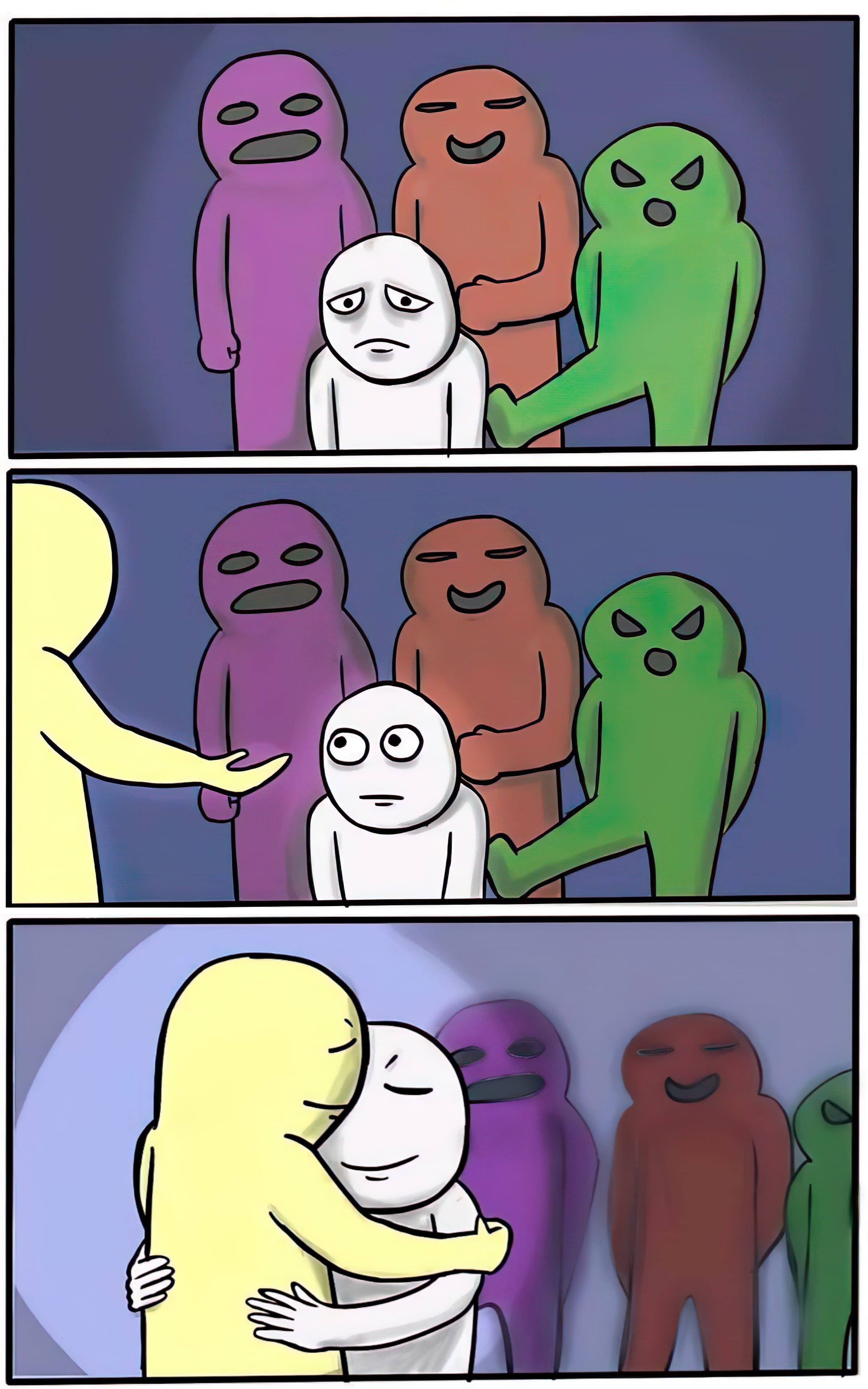 Reject hug embrace friend