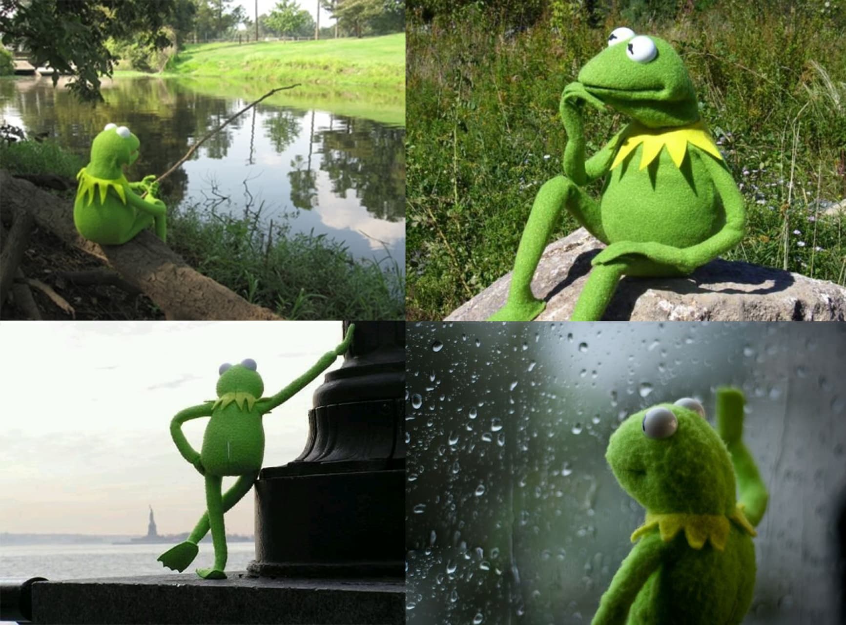 Kermit sitting sad
