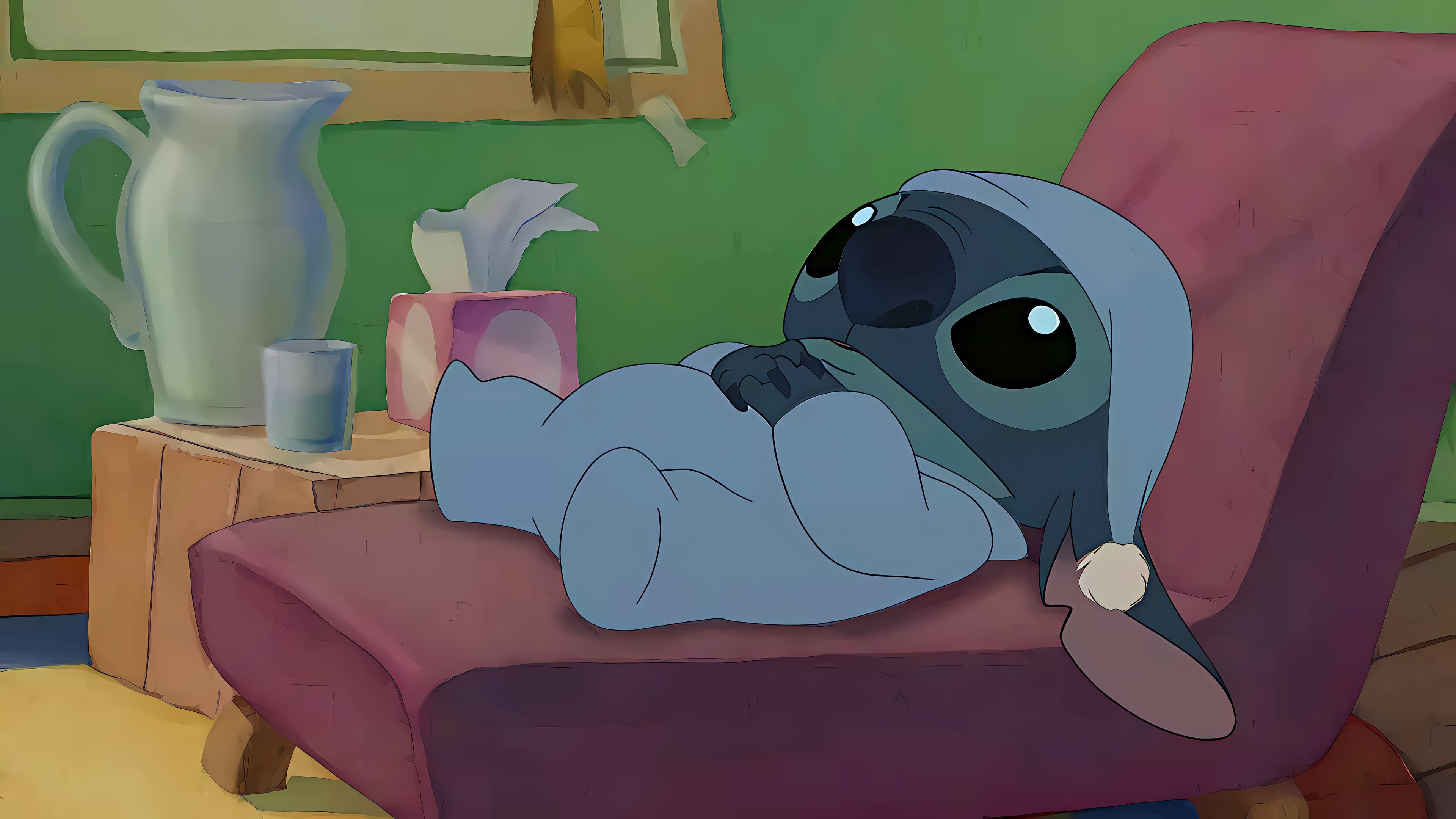 Sad lying down stitch from lilo & stitch 2