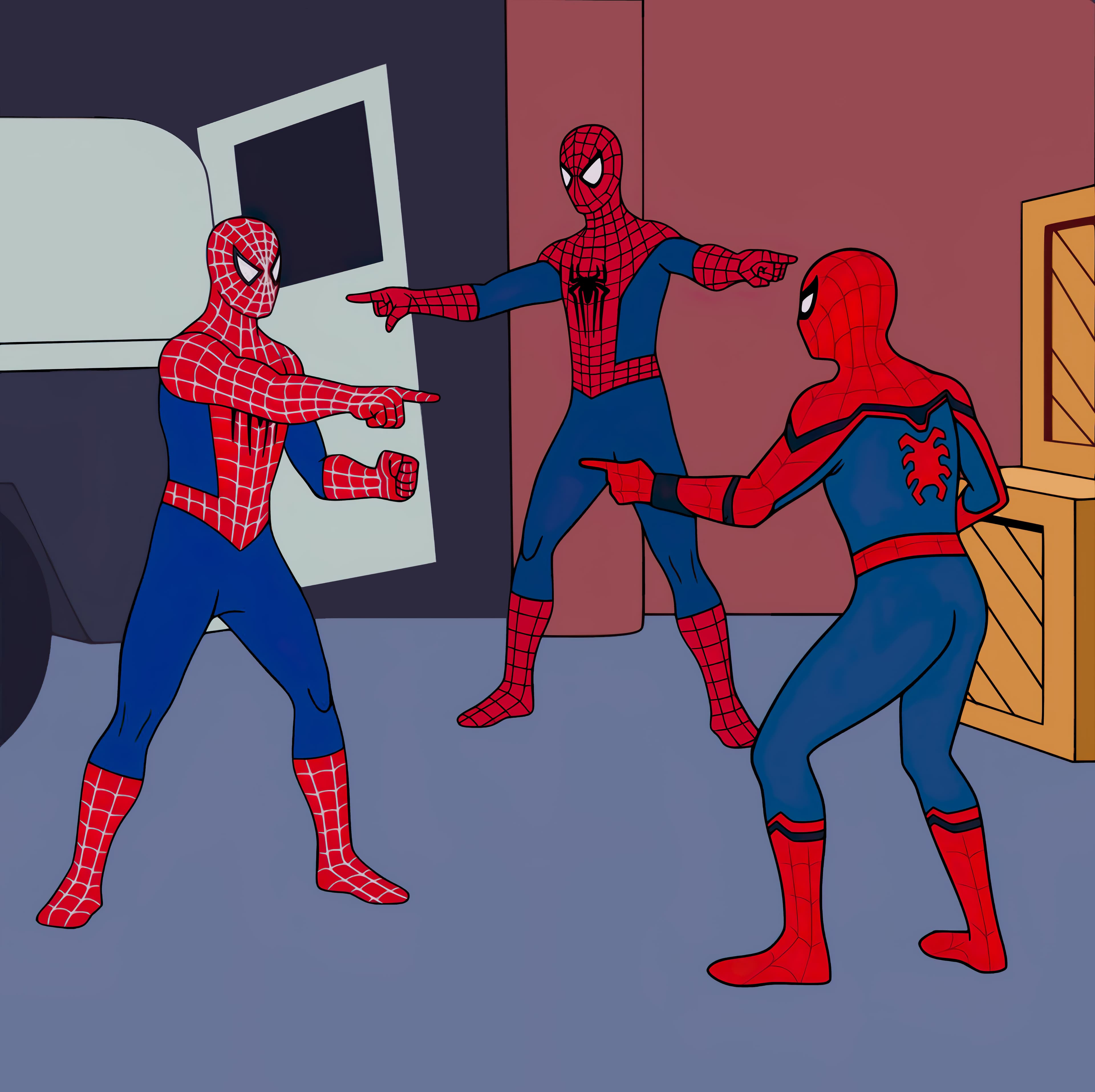 Spider man pointing at spider man pointing at spider man template
