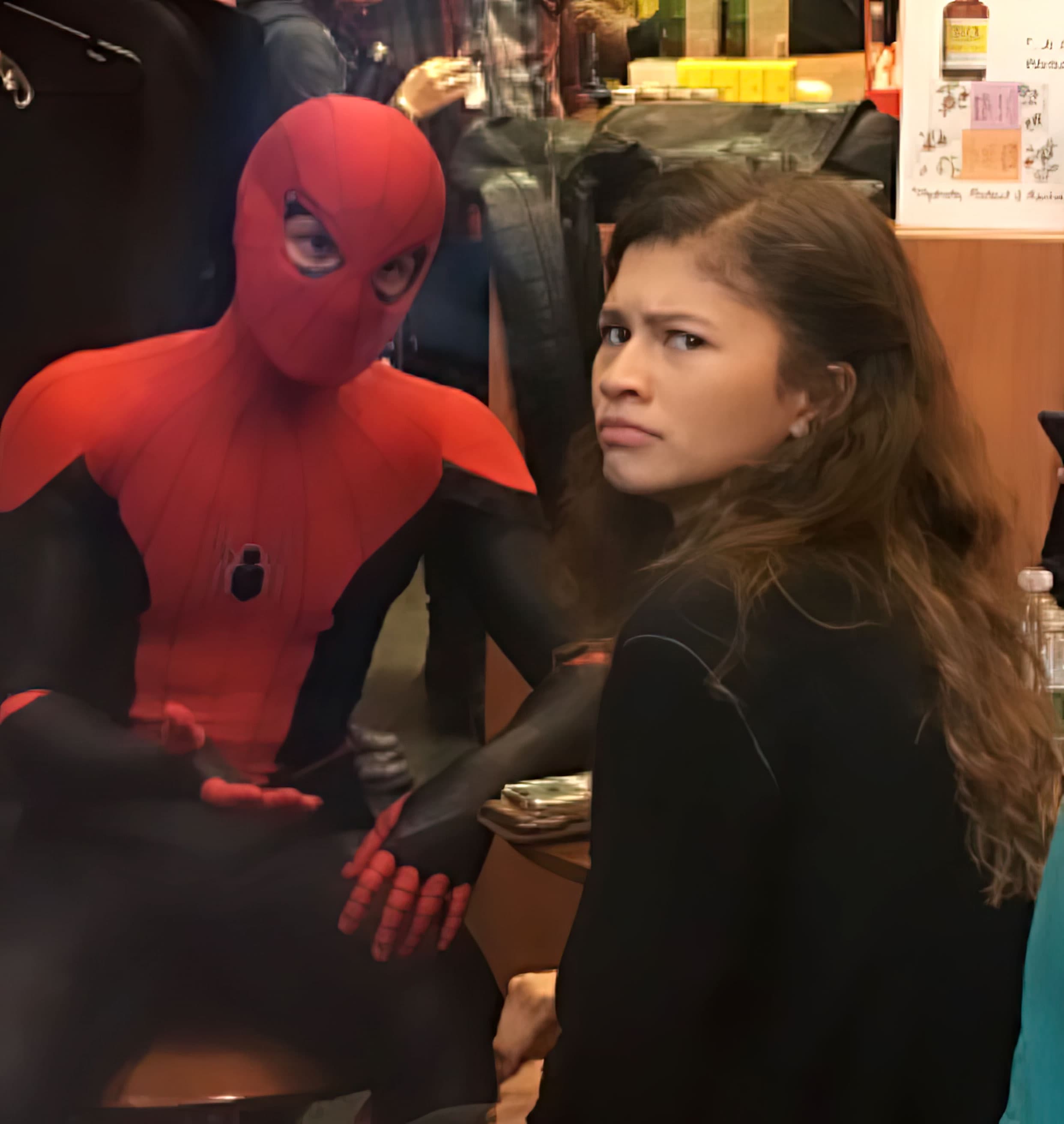 Spider-Man explaining to Zendaya