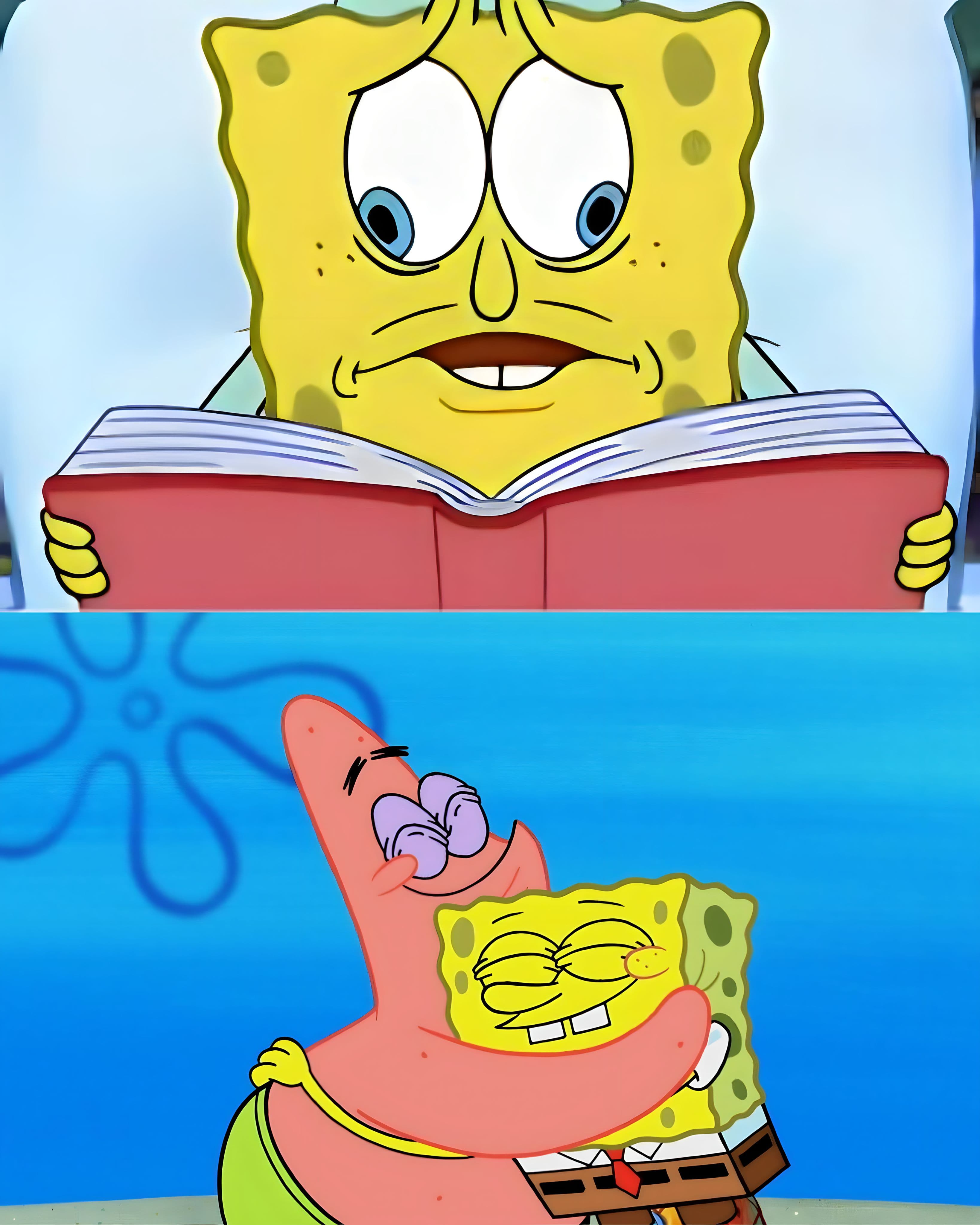 SpongeBob scared then happy