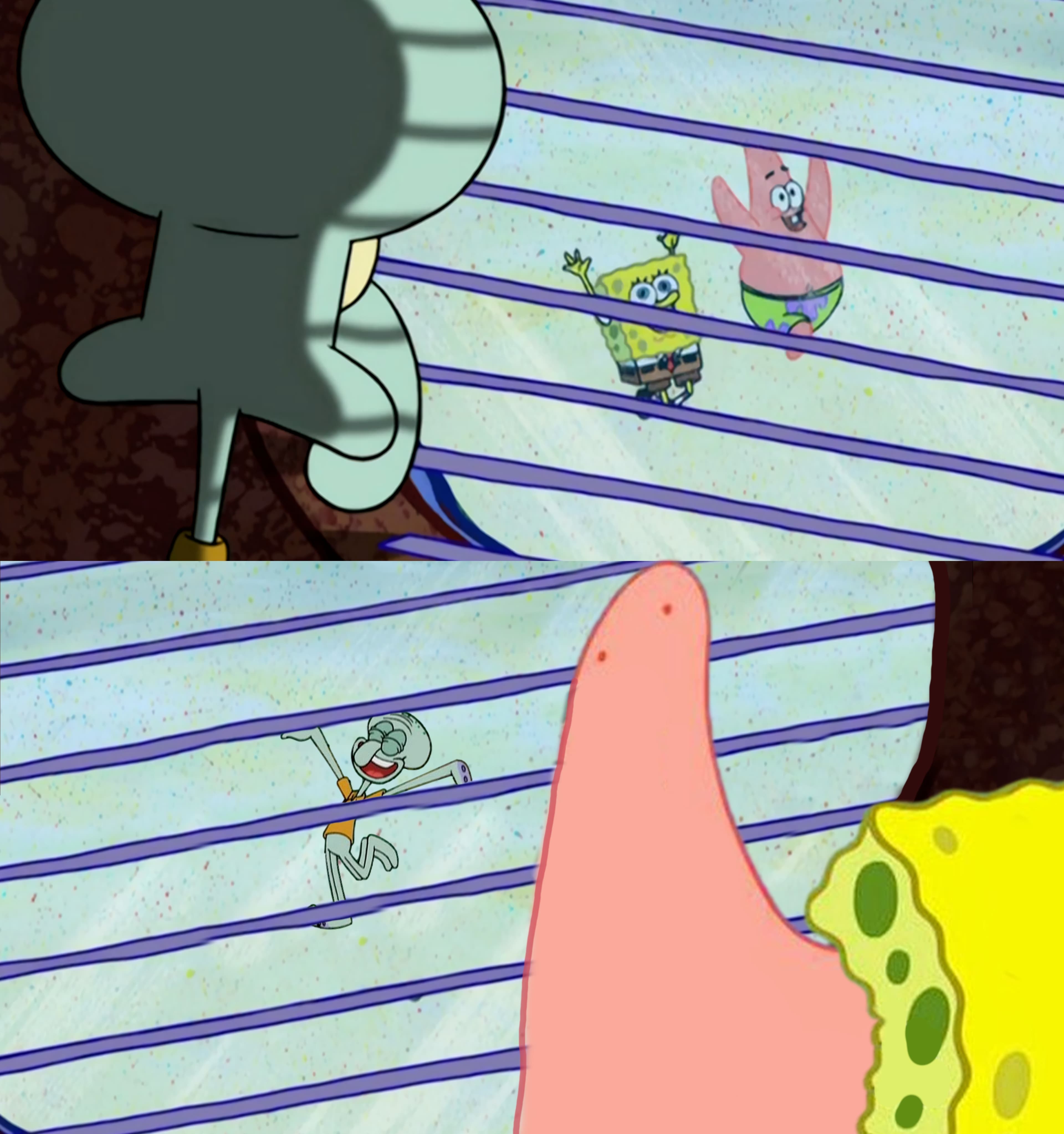 Sponge bob patrick looks at window v2