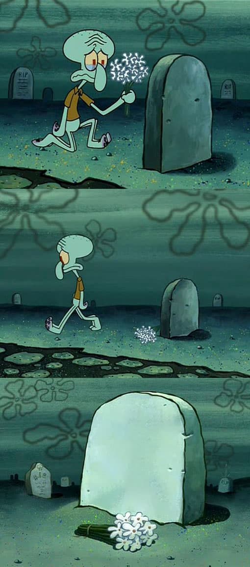 Squidward flowers gravestone