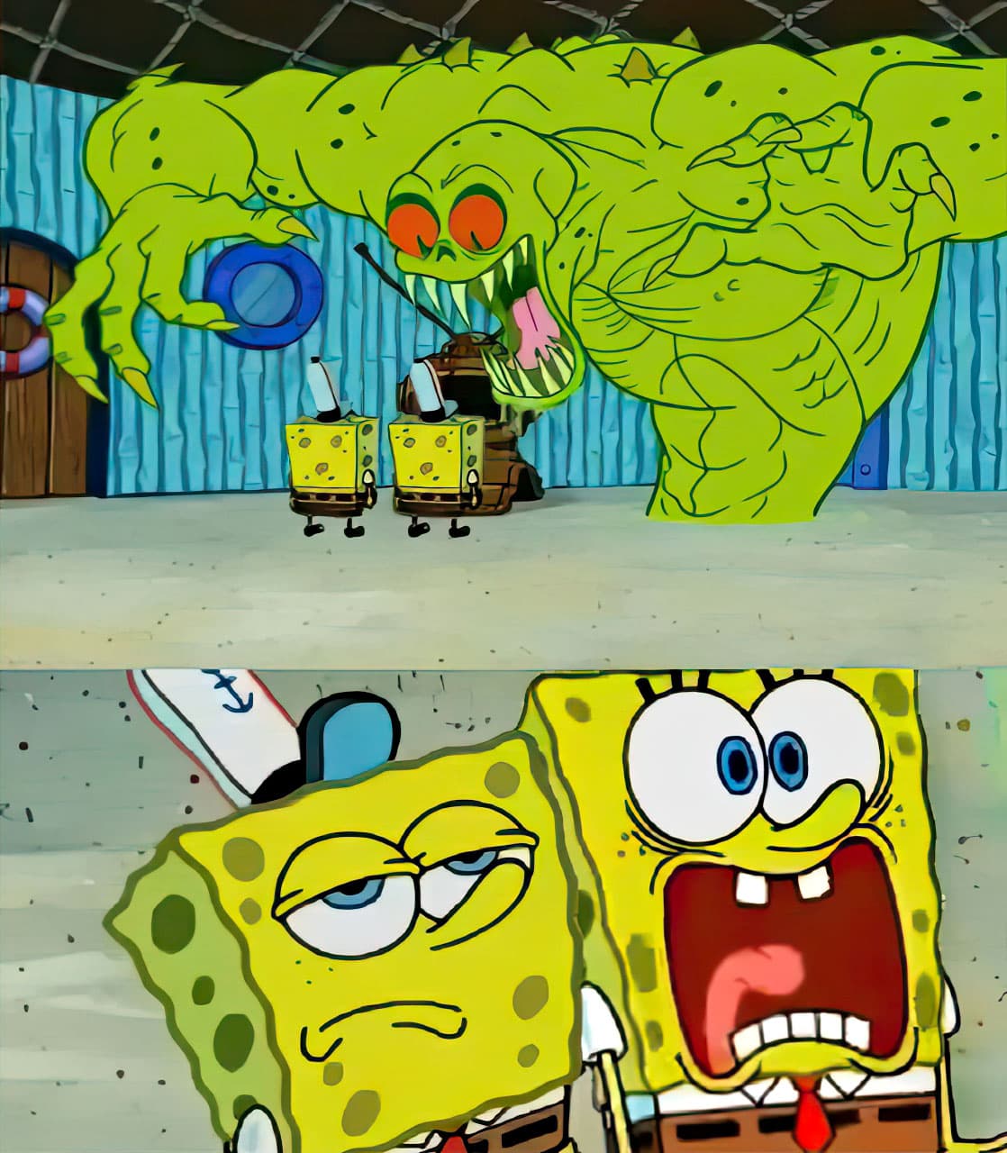 SpongeBob Flying Dutchman scared