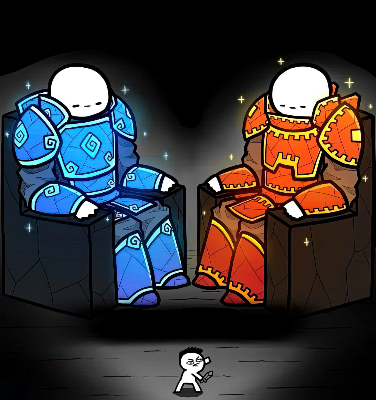 Two gods judging peasant