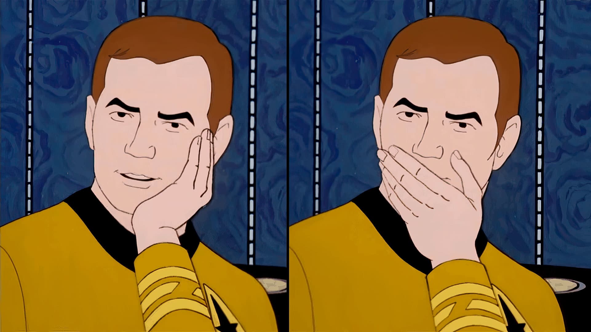 Kirk shocked covering mouth