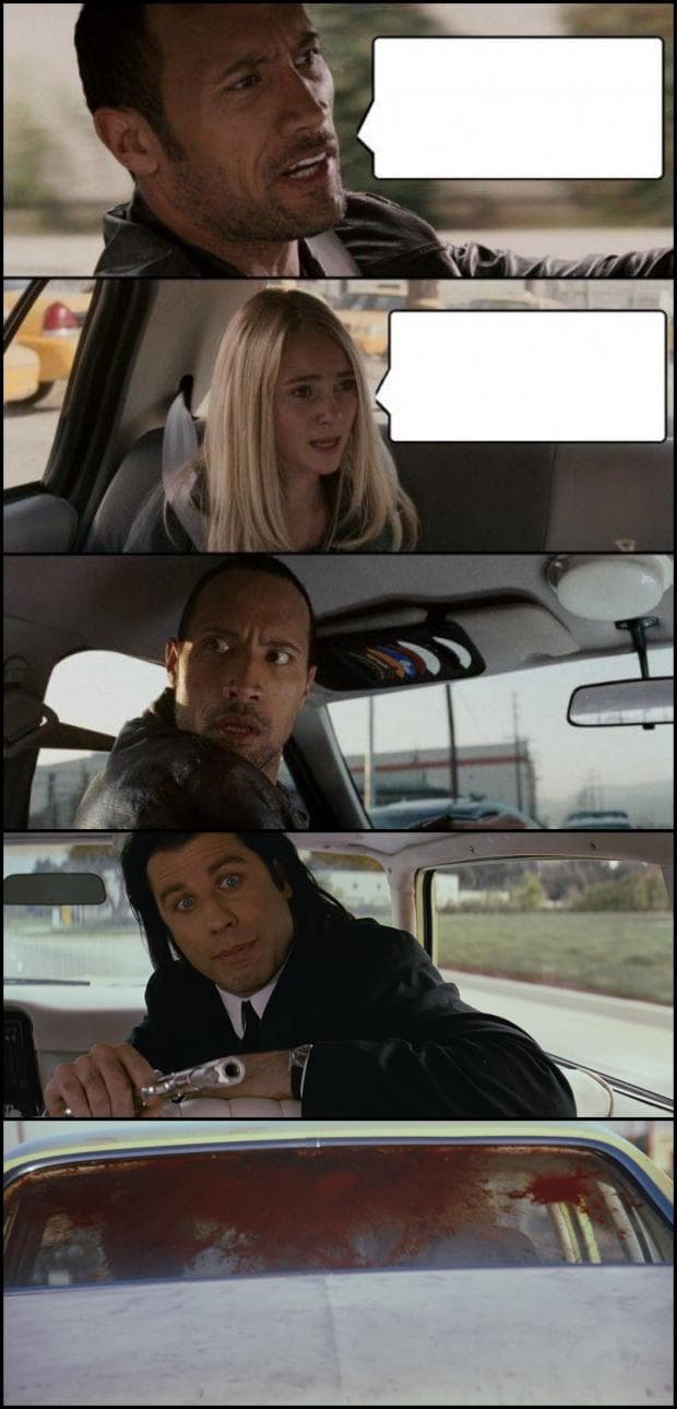 The Rock driving Pulp Fiction