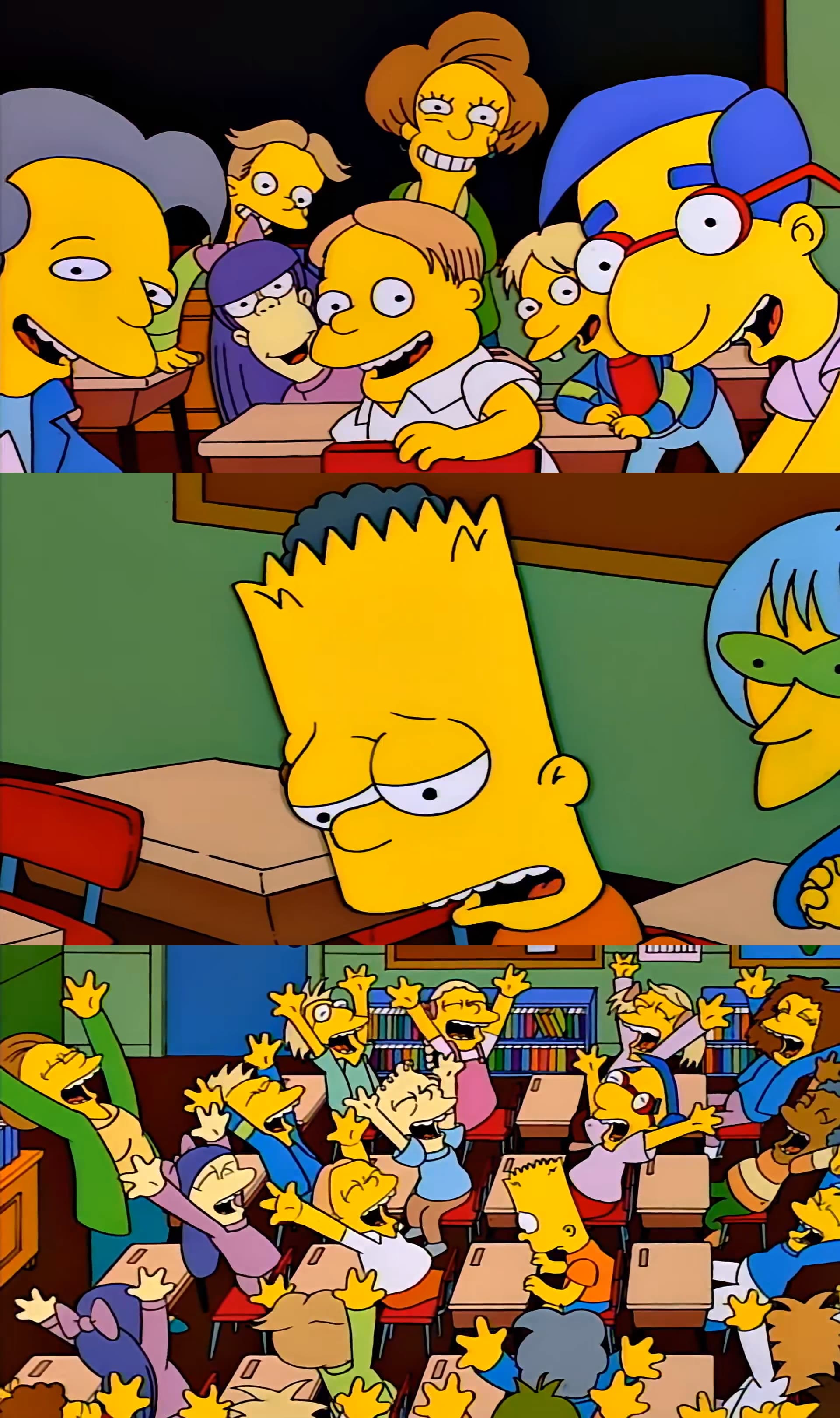 Bart Simpson turning around classroom