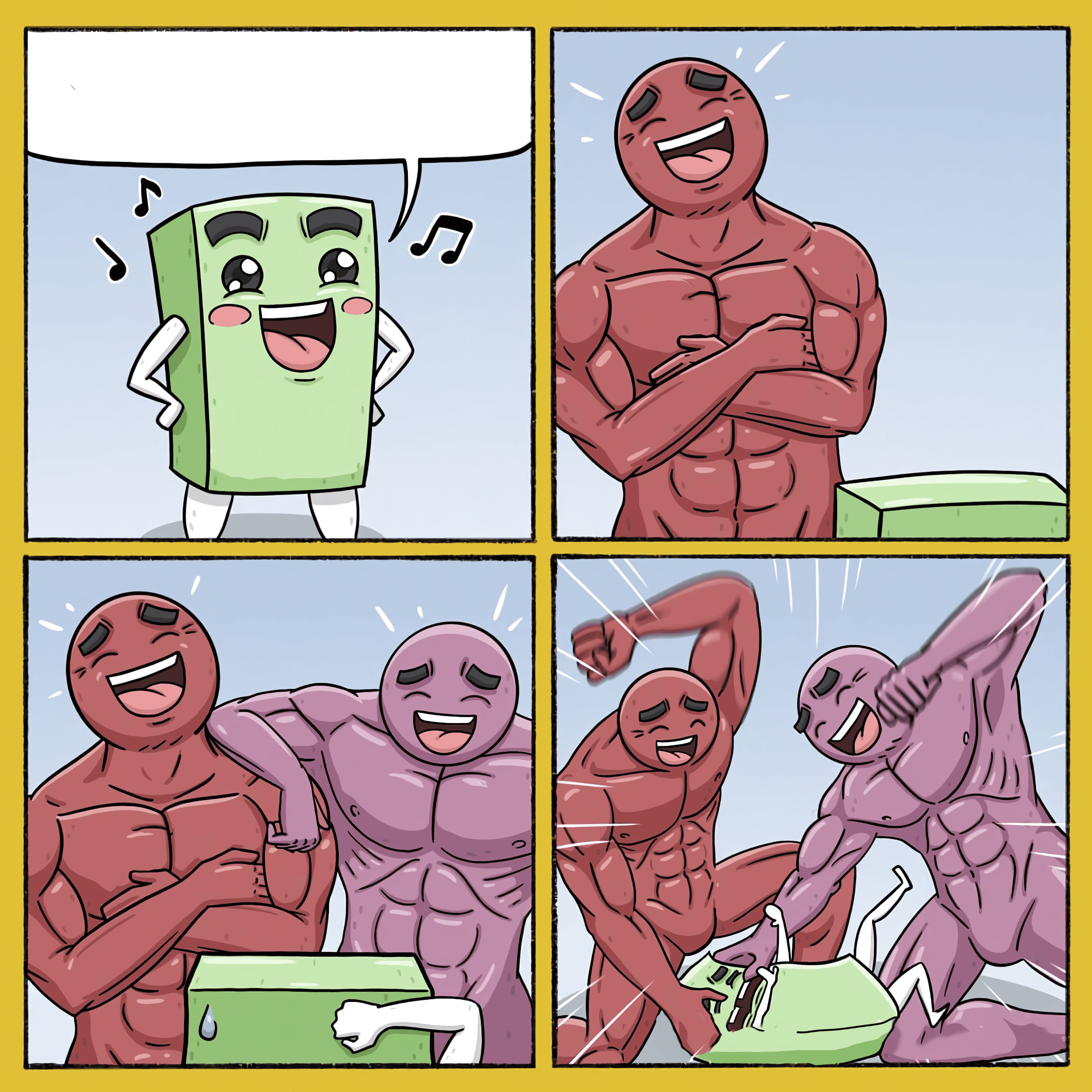 Two muscular guys beating box