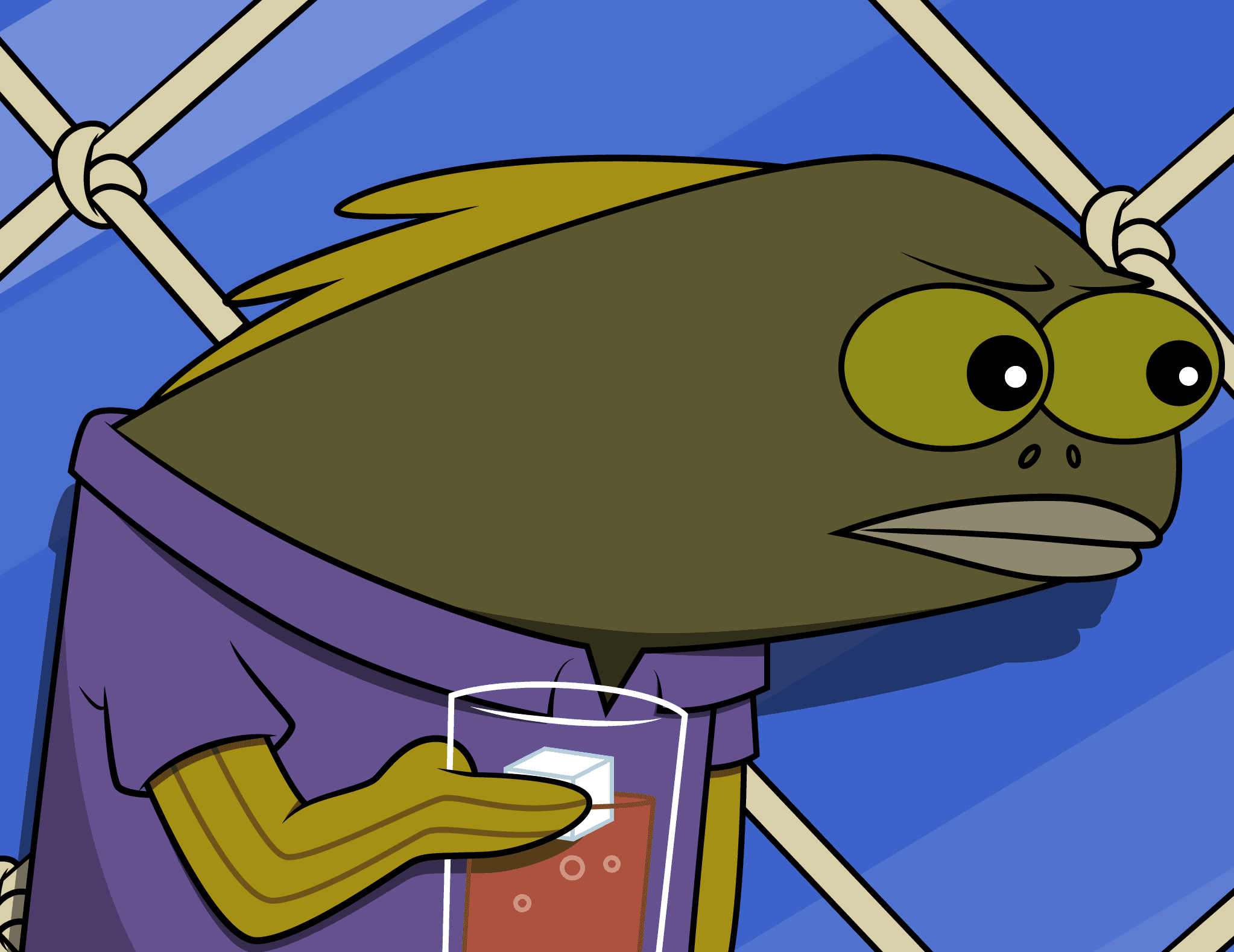 Spongebob fish drinking chocolate milk