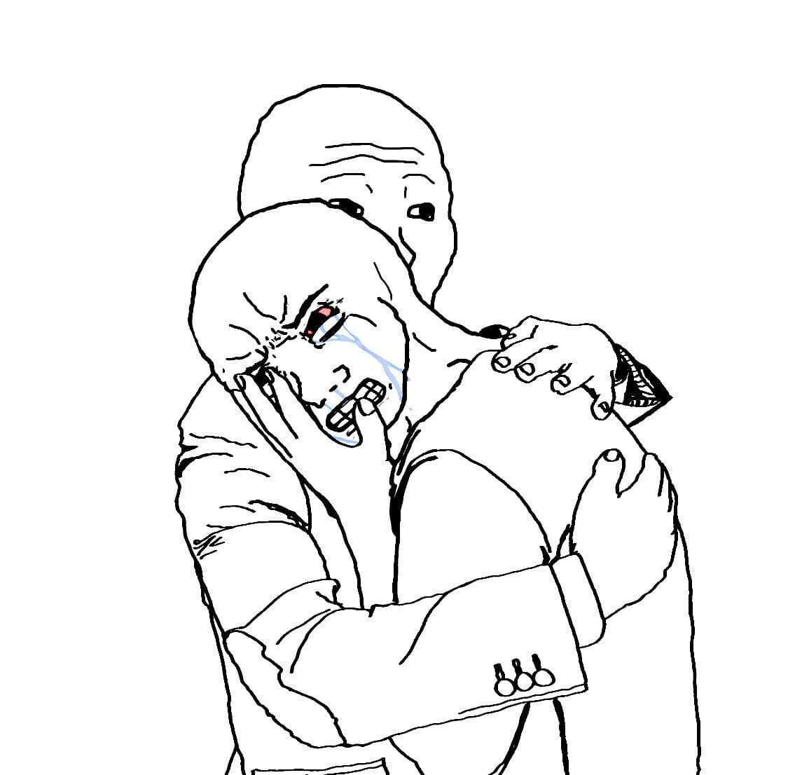 Wojak hugging crying