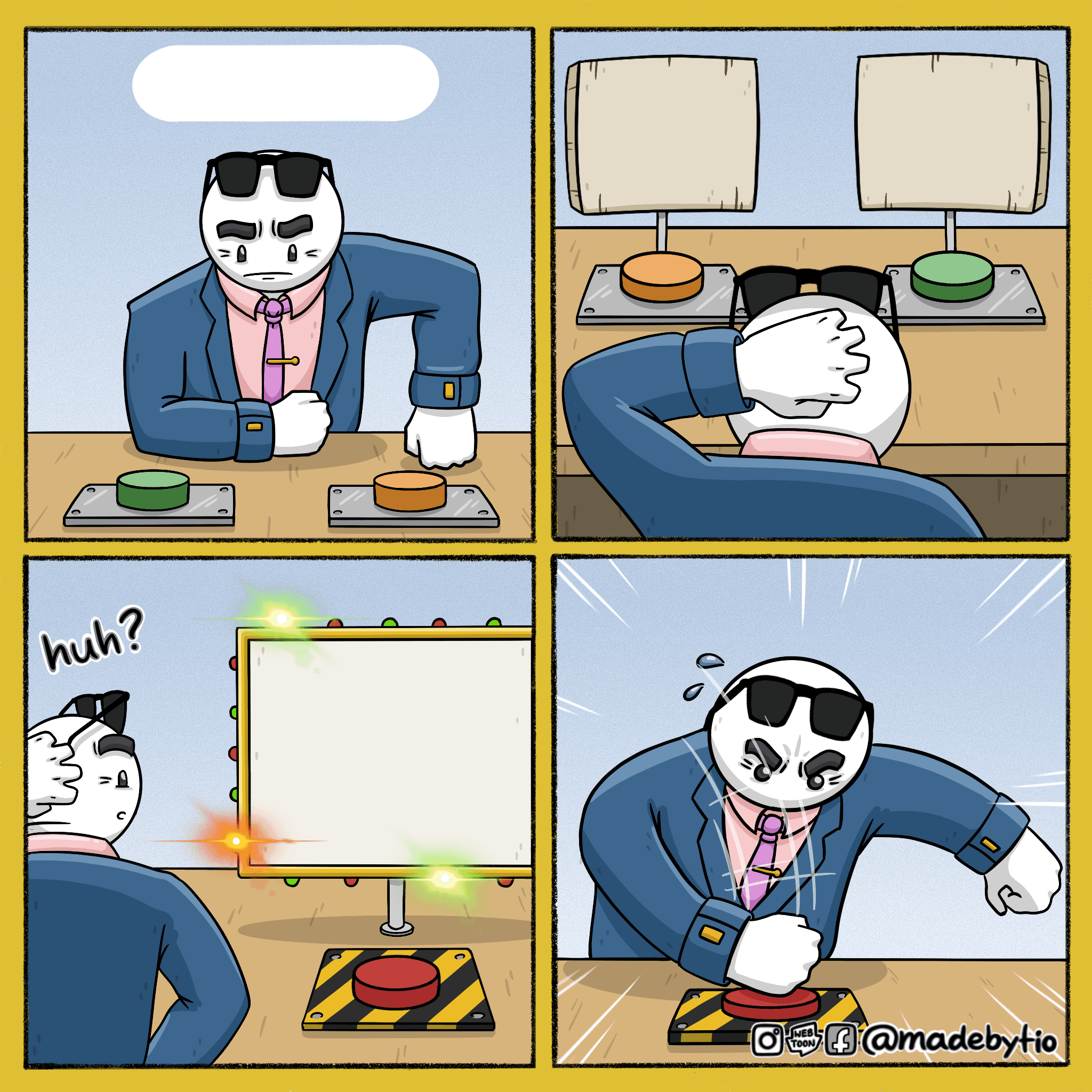 Cat choosing between buttons