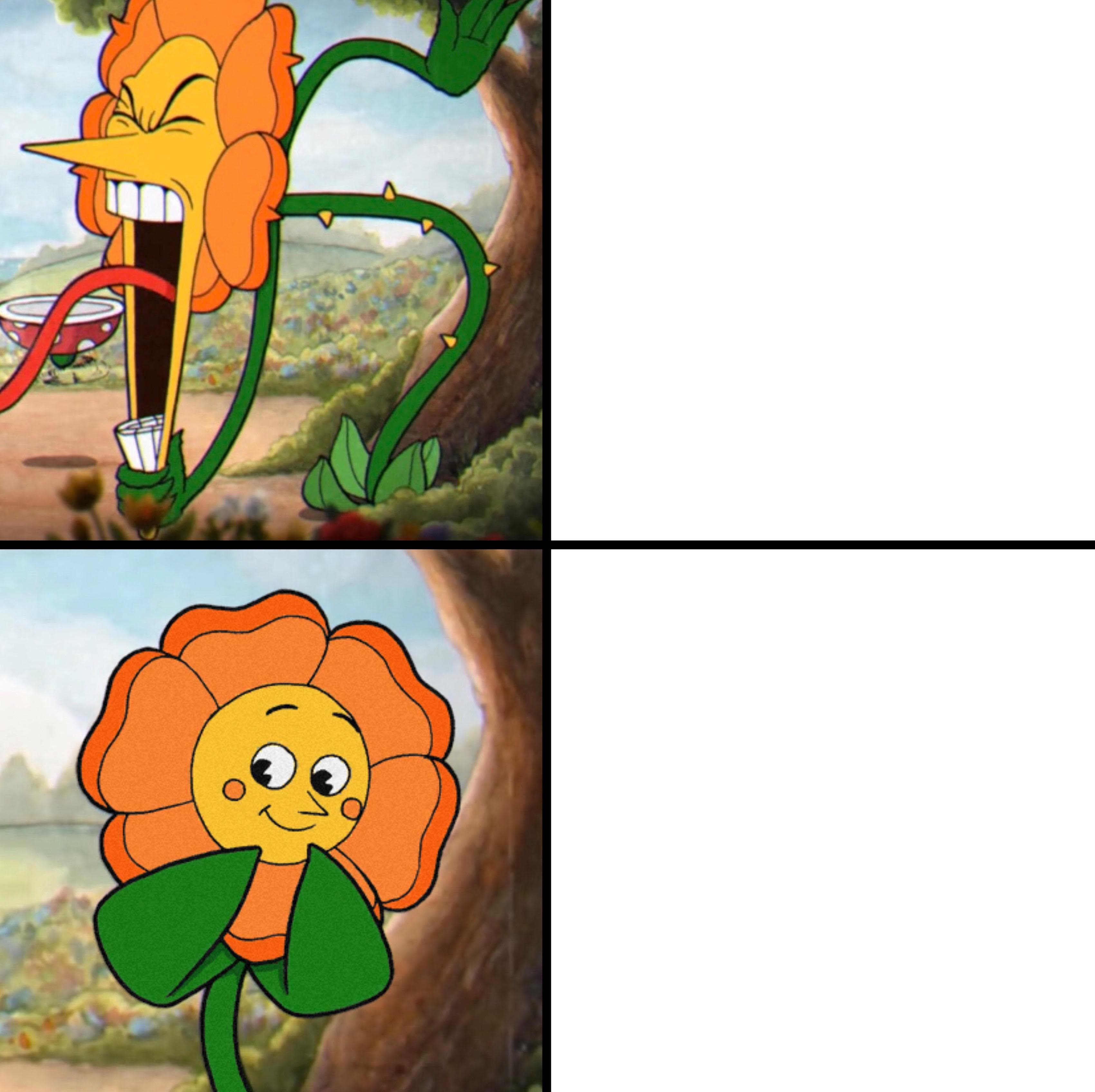 Cuphead flower yelling