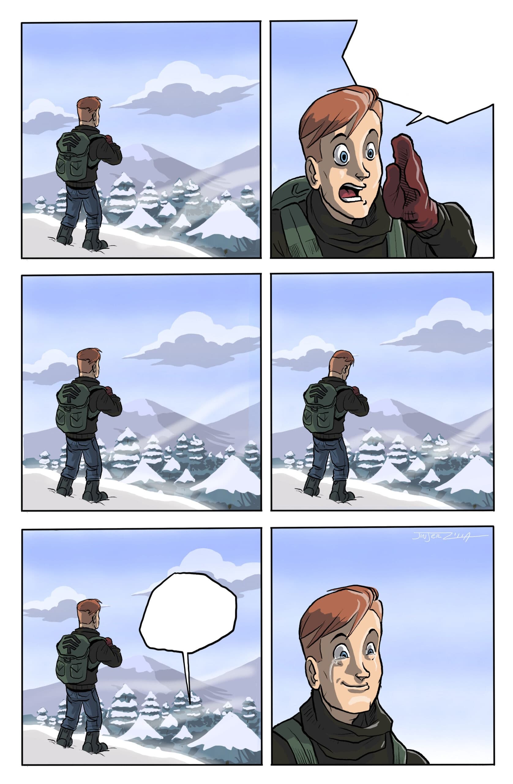 Man yelling at mountain