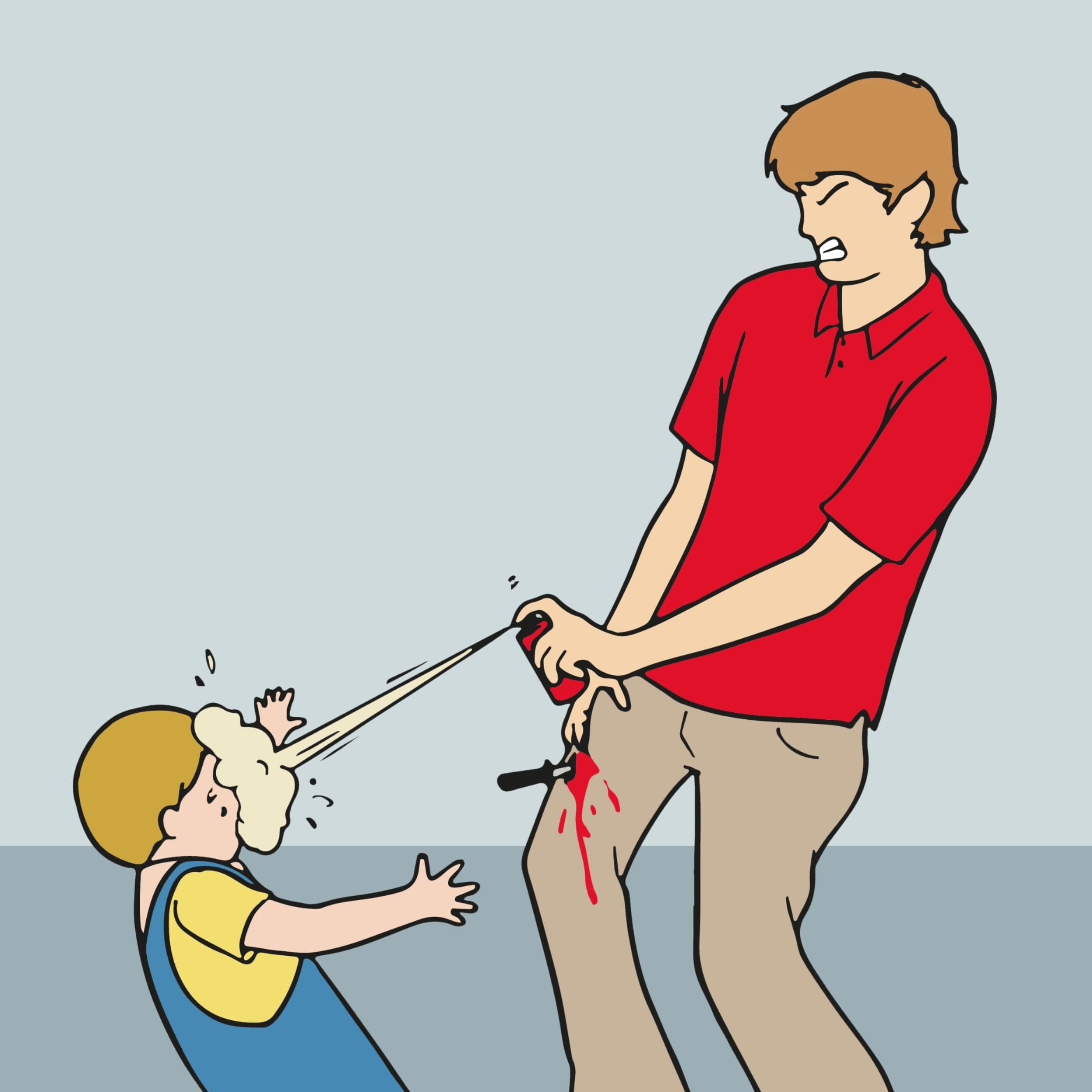 Pepper spray kid with knife