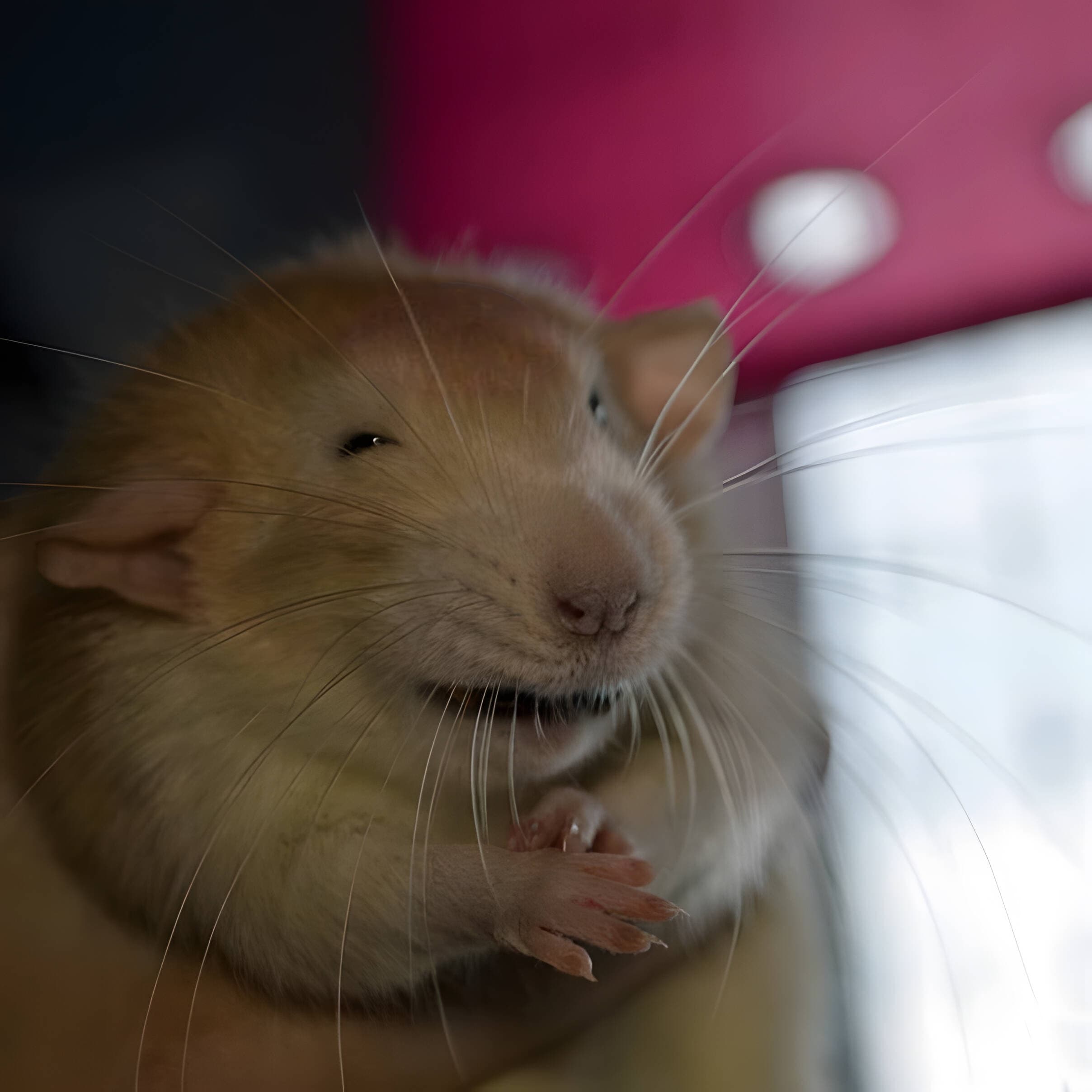 Happy rat hands together