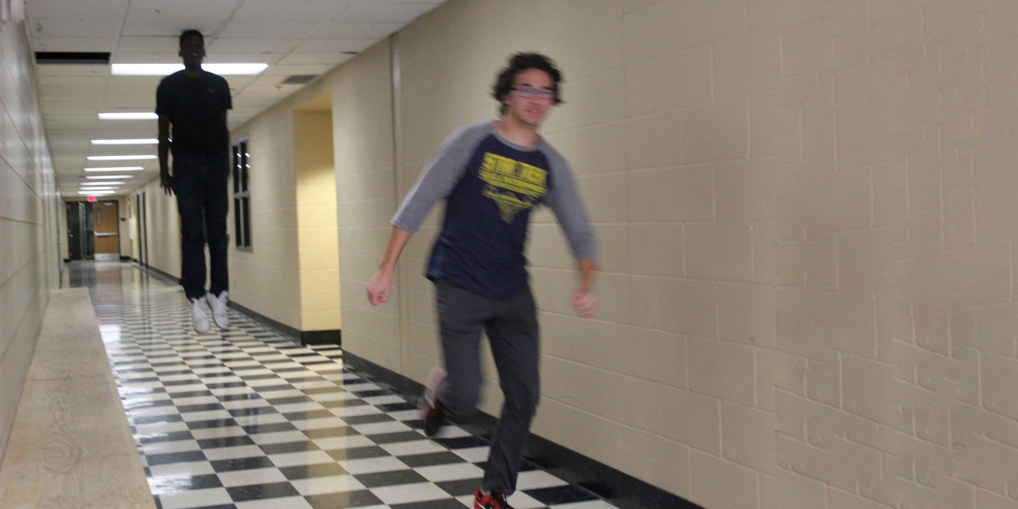 Running in school hallway