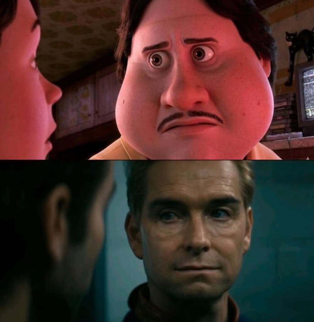 Monster House Shock to Homelander Smirk Meme