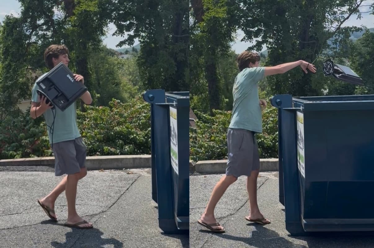 Throwing computer in the dumpster